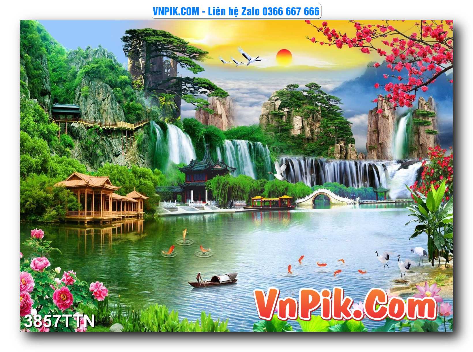 Tranh thác nước – Tranh phong thủy – Tranh treo tường mã 3857TTN