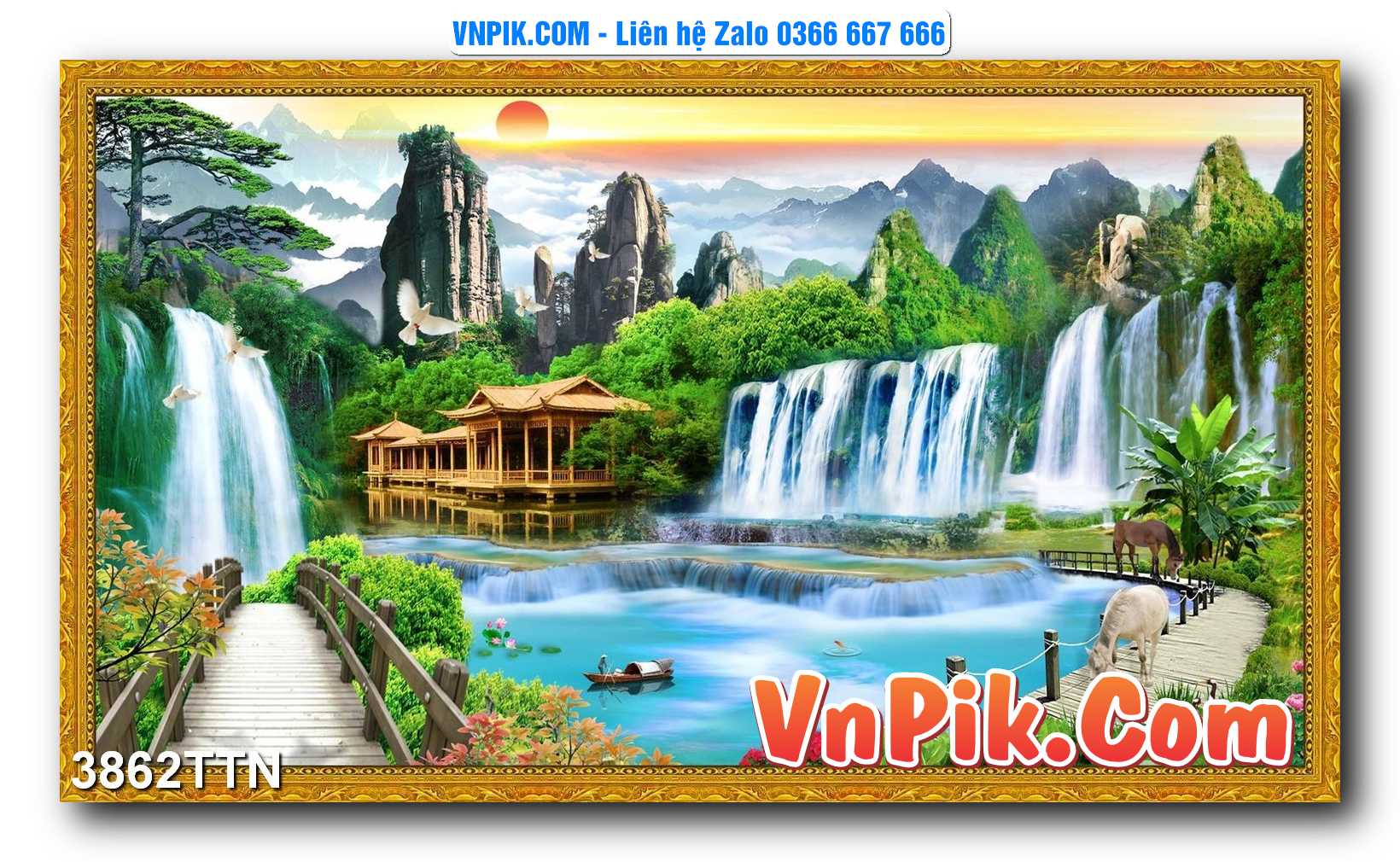 Tranh thác nước – Tranh phong thủy – Tranh treo tường mã 3862TTN