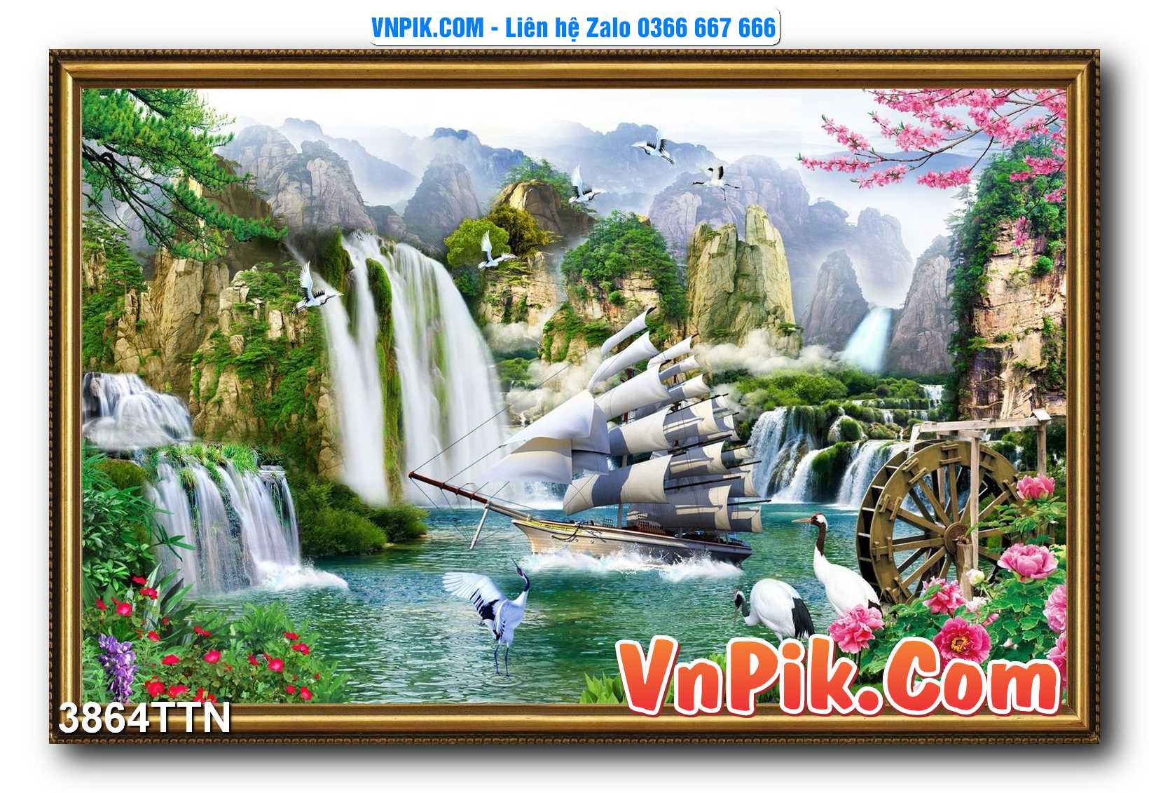 Tranh thác nước – Tranh phong thủy – Tranh treo tường mã 3864TTN