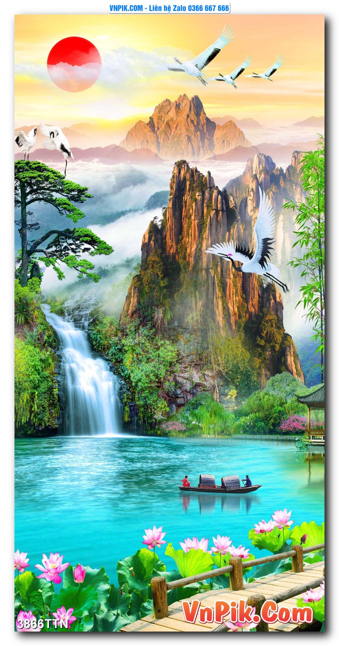 Tranh thác nước – Tranh phong thủy – Tranh treo tường mã 3866TTN