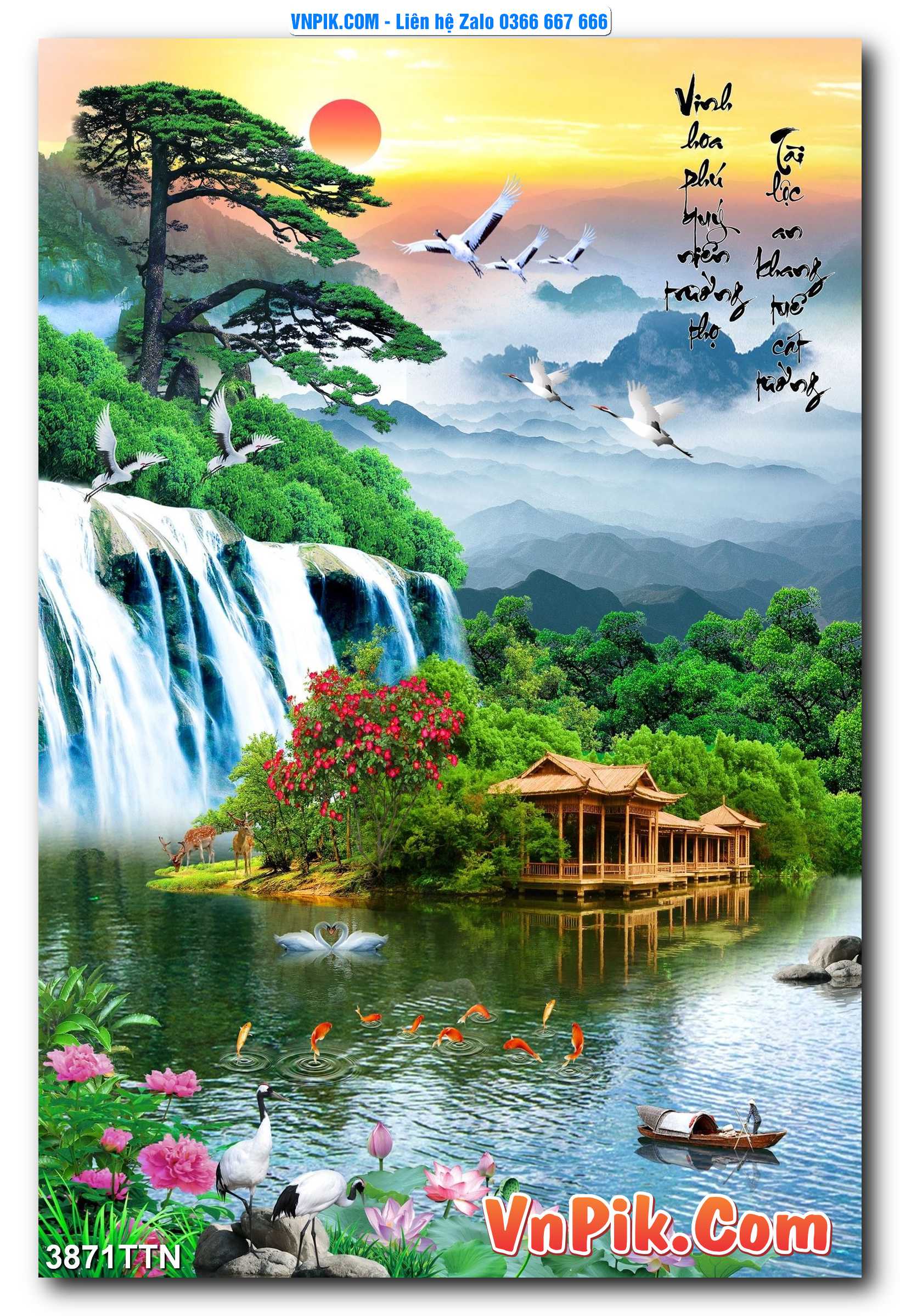 Tranh thác nước – Tranh phong thủy – Tranh treo tường mã 3871TTN