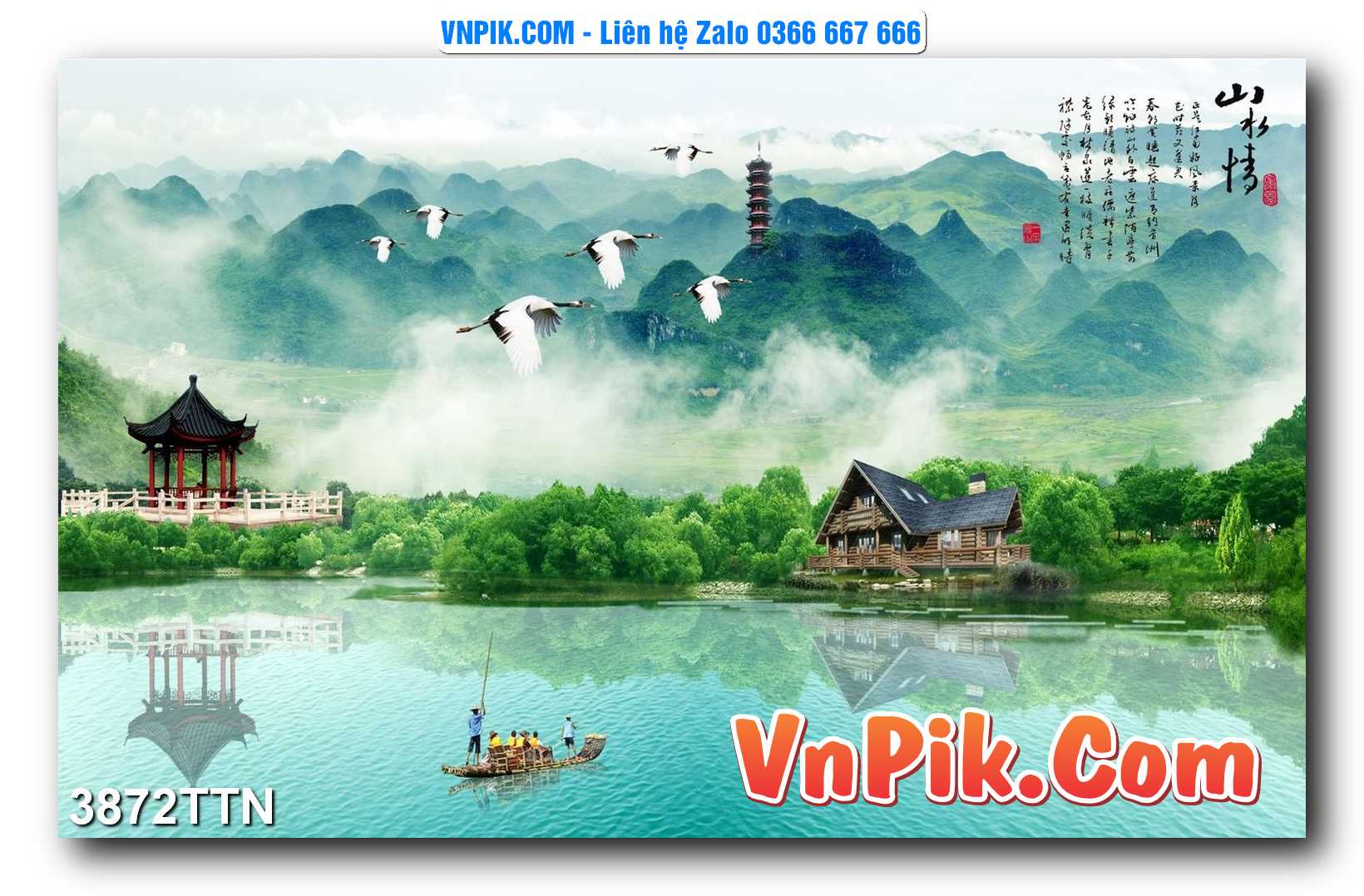 Tranh thác nước – Tranh phong thủy – Tranh treo tường mã 3872TTN
