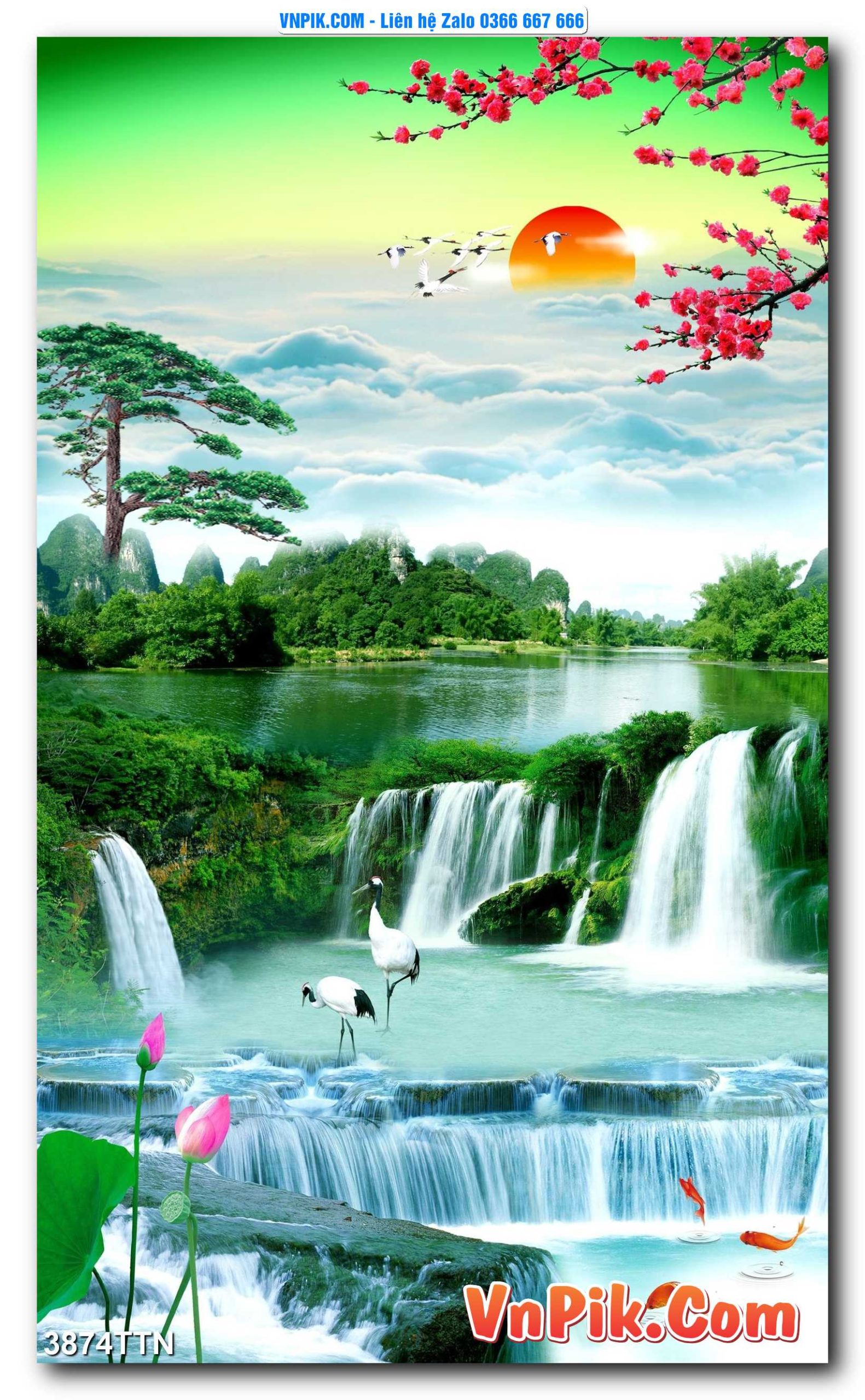 Tranh thác nước – Tranh phong thủy – Tranh treo tường mã 3874TTN