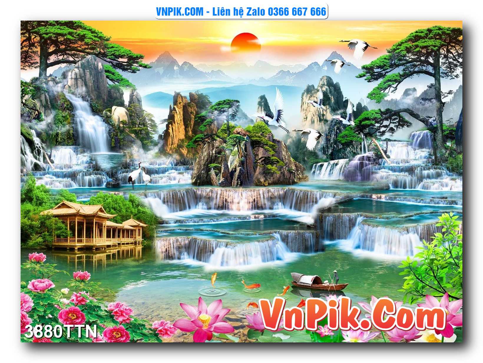 Tranh thác nước – Tranh phong thủy – Tranh treo tường mã 3880TTN