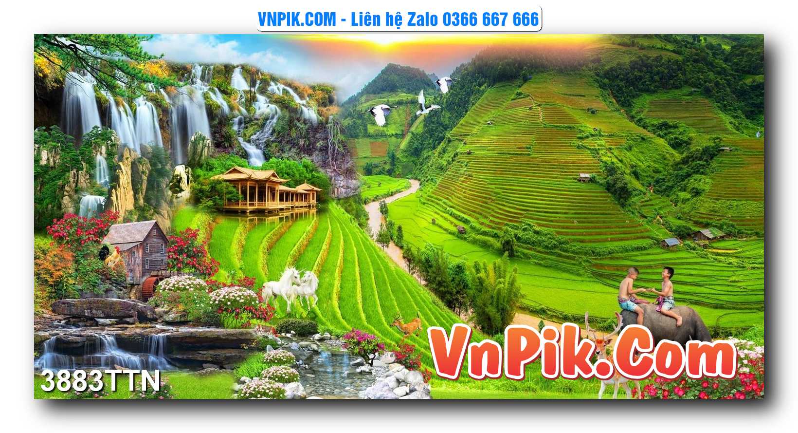 Tranh thác nước – Tranh phong thủy – Tranh treo tường mã 3883TTN