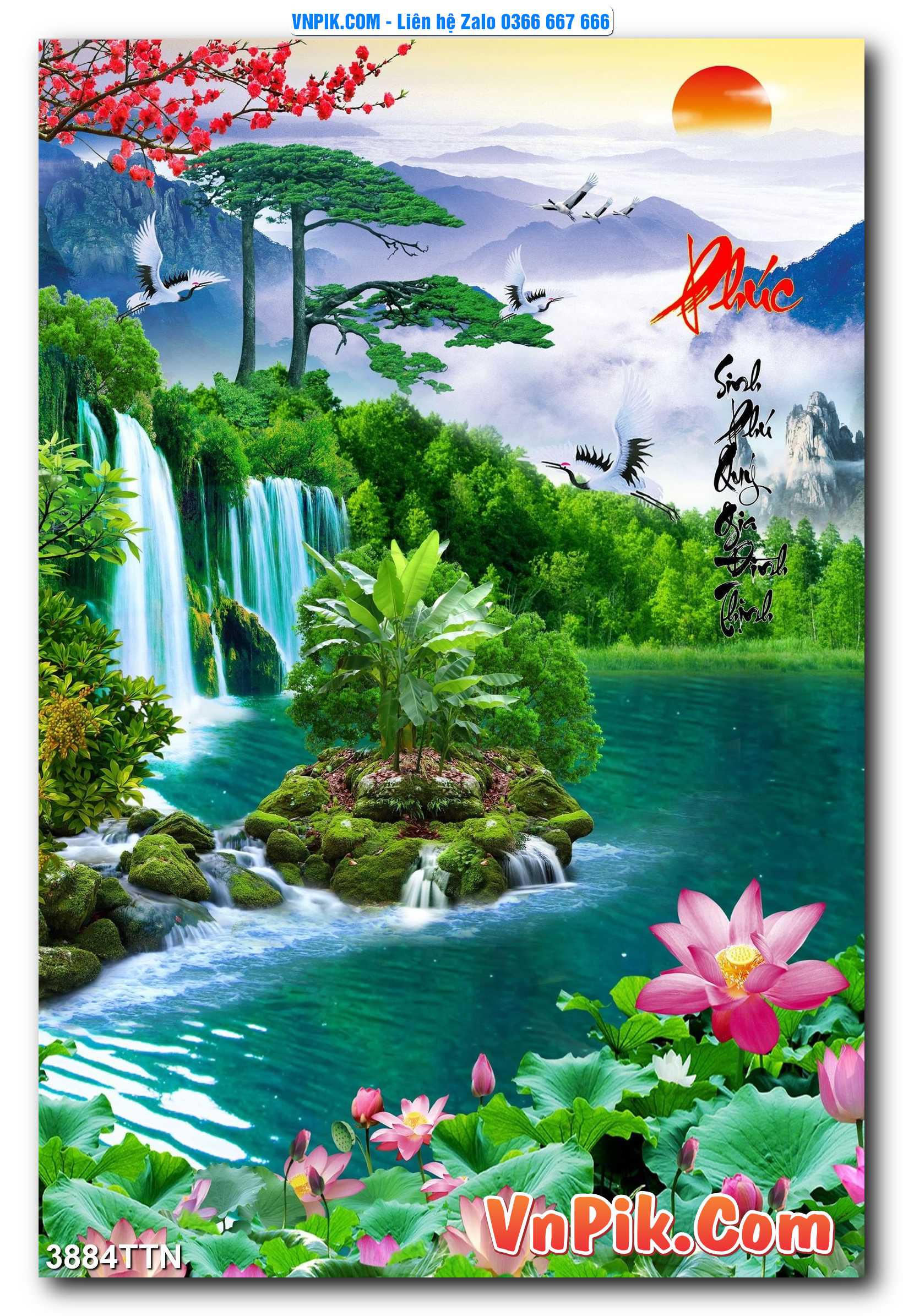 Tranh thác nước – Tranh phong thủy – Tranh treo tường mã 3884TTN
