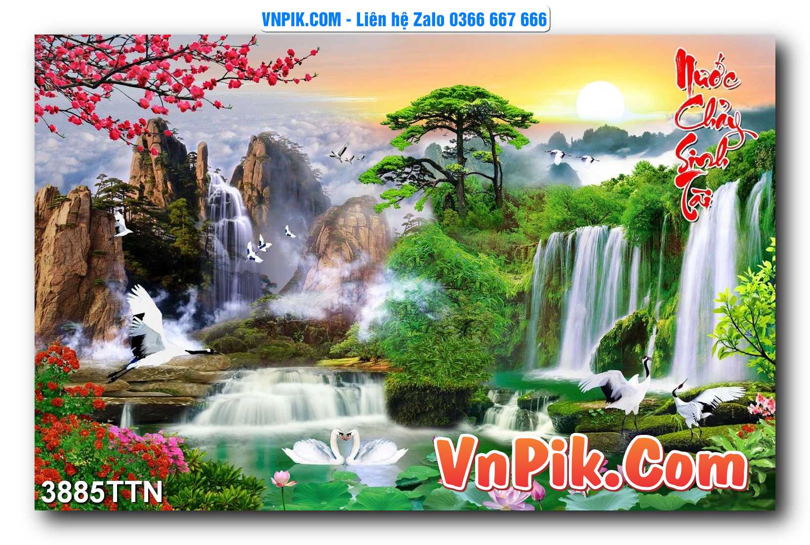 Tranh thác nước – Tranh phong thủy – Tranh treo tường mã 3885TTN