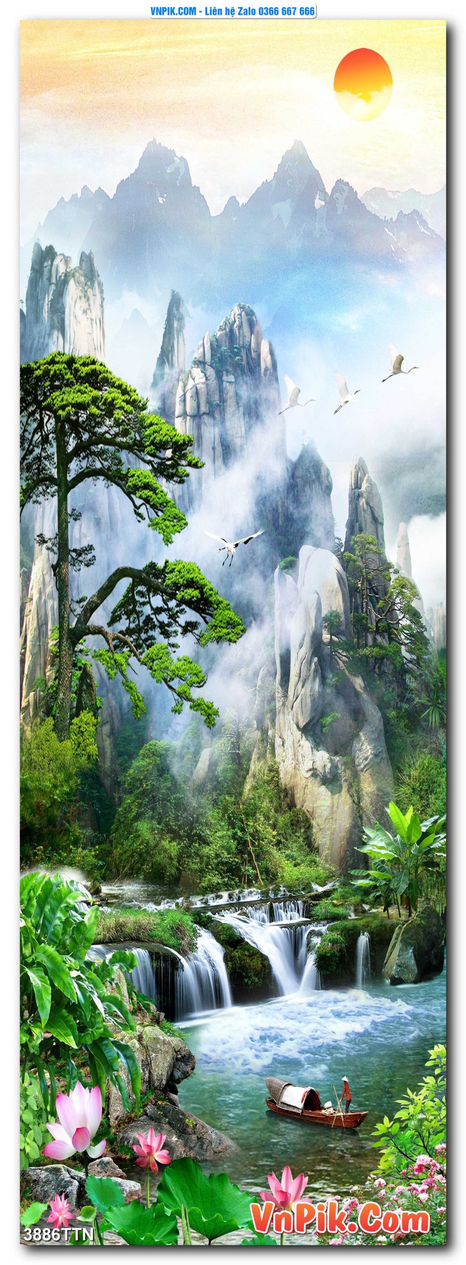 Tranh thác nước – Tranh phong thủy – Tranh treo tường mã 3886TTN