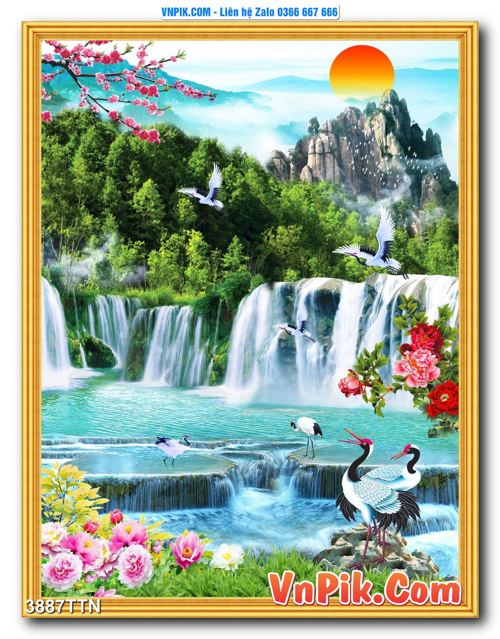 Tranh thác nước – Tranh phong thủy – Tranh treo tường mã 3887TTN