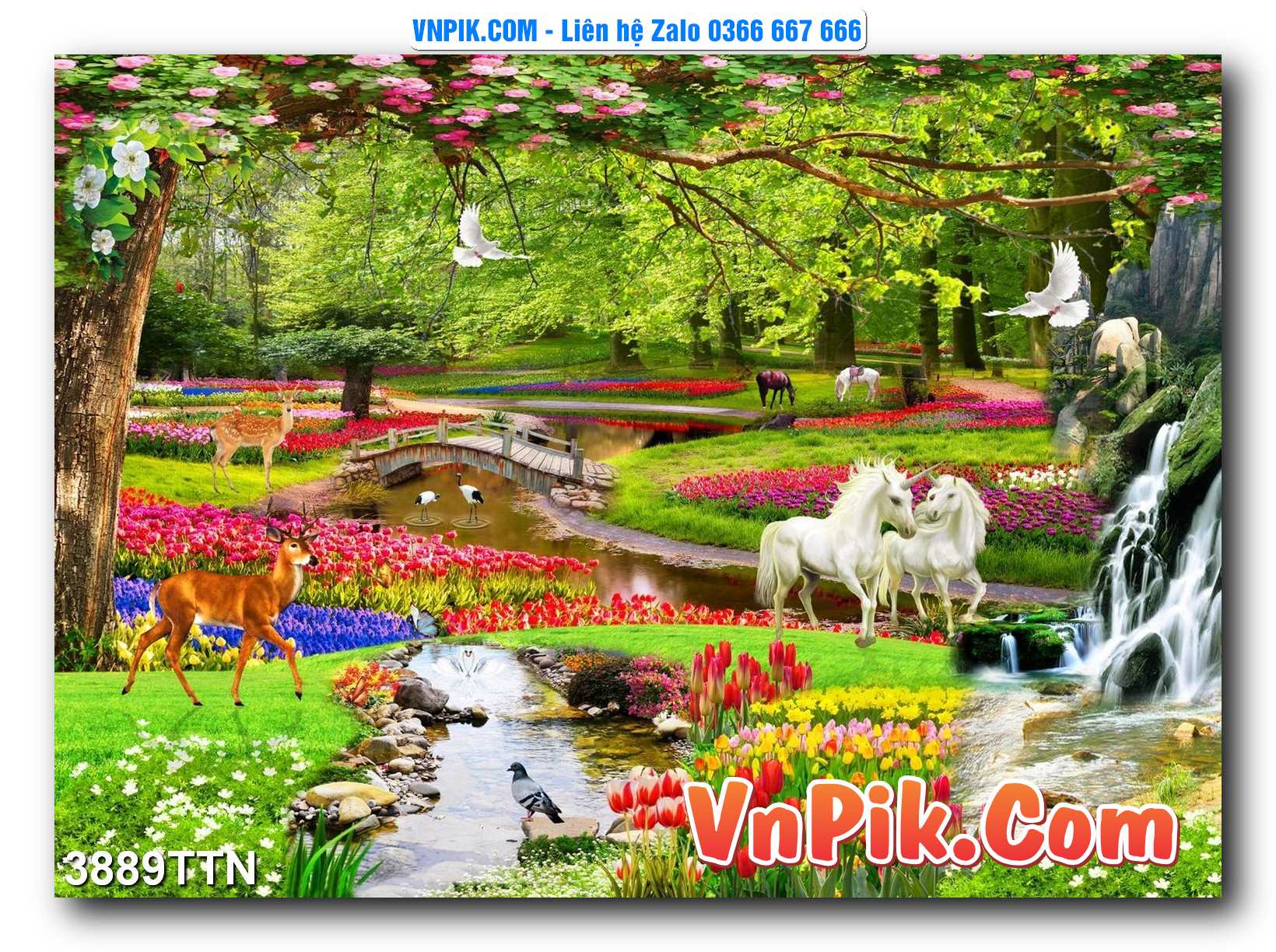 Tranh thác nước – Tranh phong thủy – Tranh treo tường mã 3889TTN