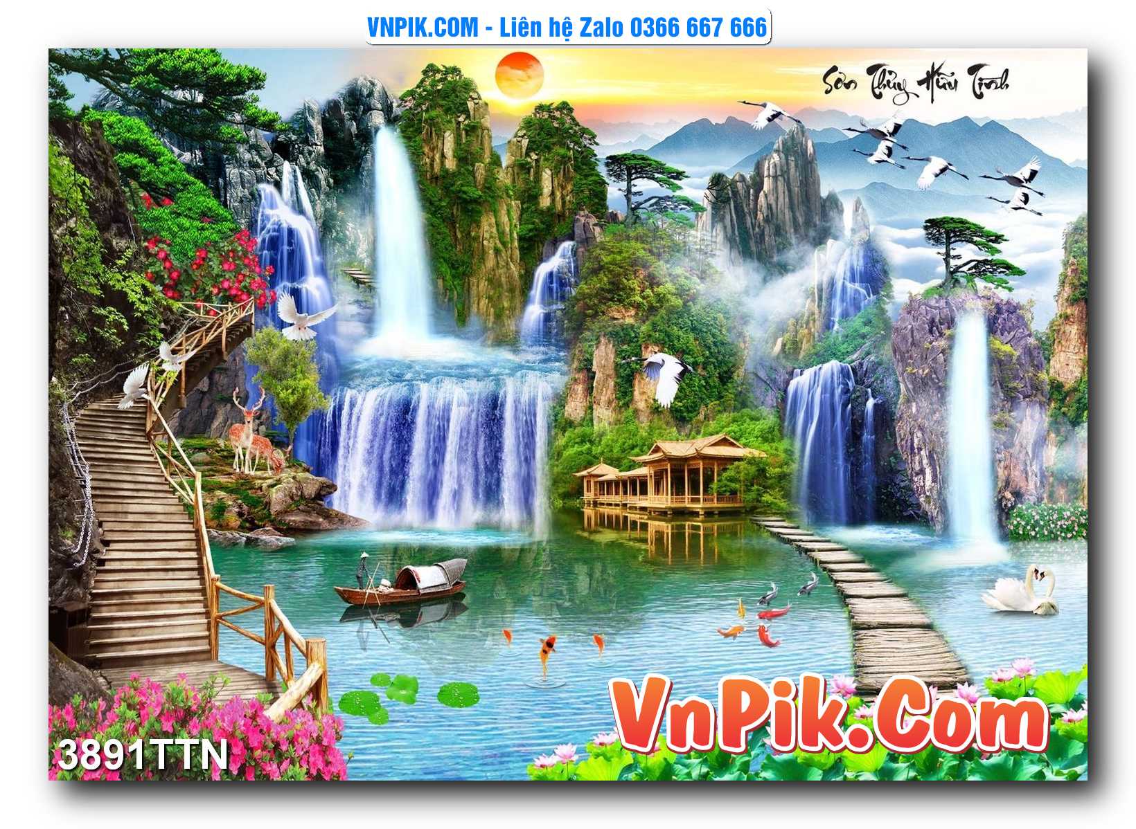 Tranh thác nước – Tranh phong thủy – Tranh treo tường mã 3891TTN