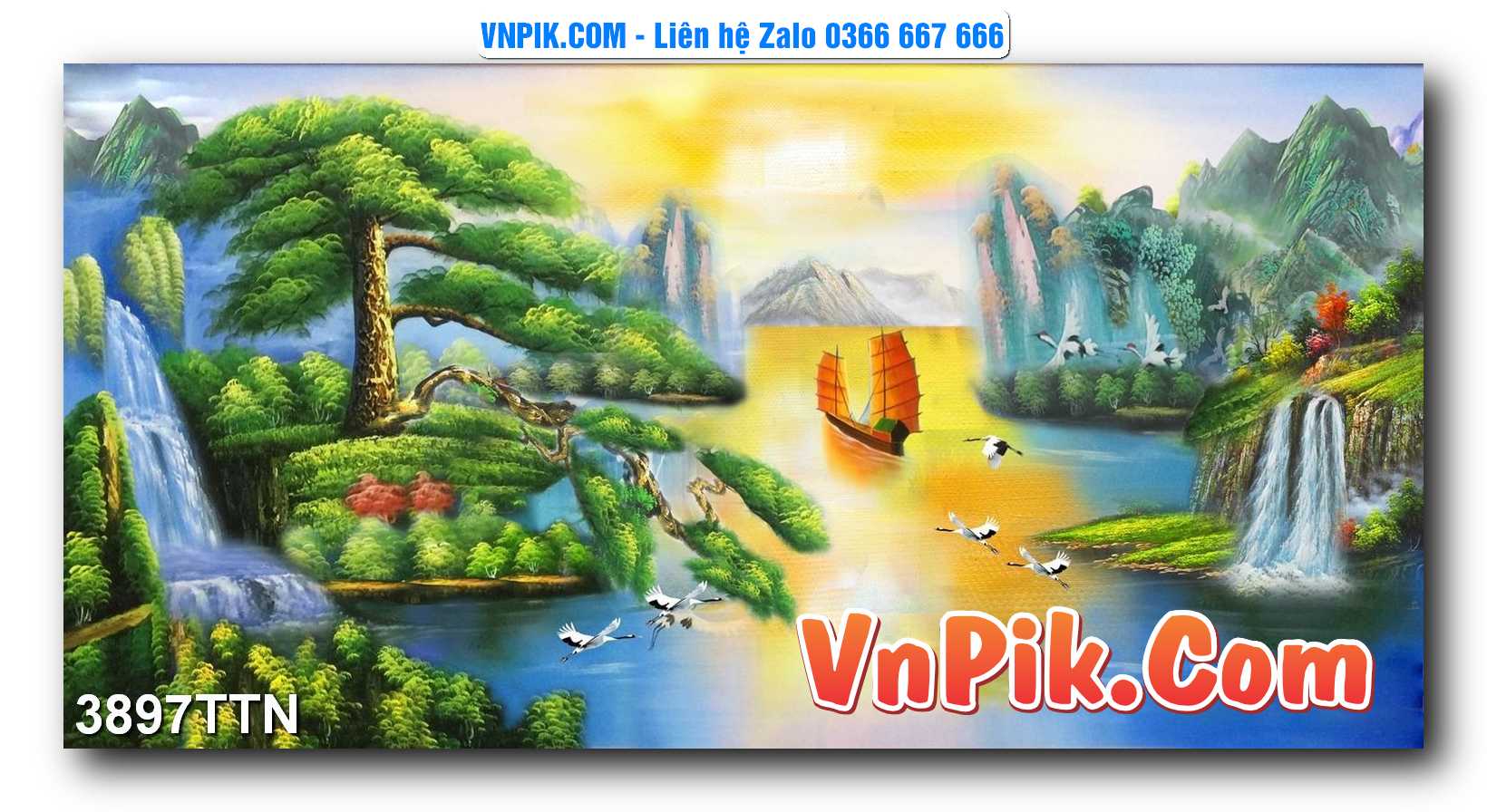 Tranh thác nước – Tranh phong thủy – Tranh treo tường mã 3897TTN