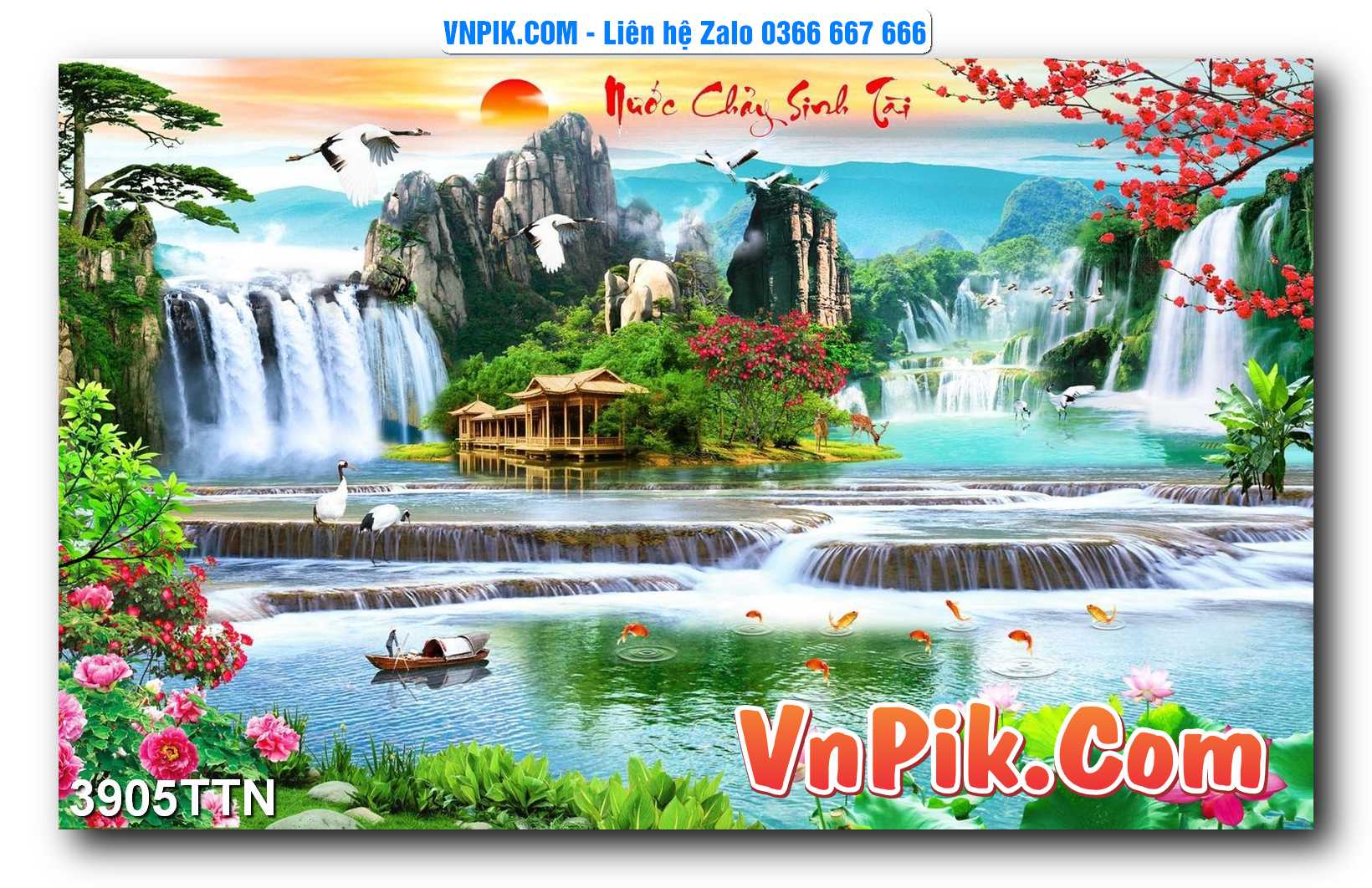 Tranh thác nước – Tranh phong thủy – Tranh treo tường mã 3905TTN