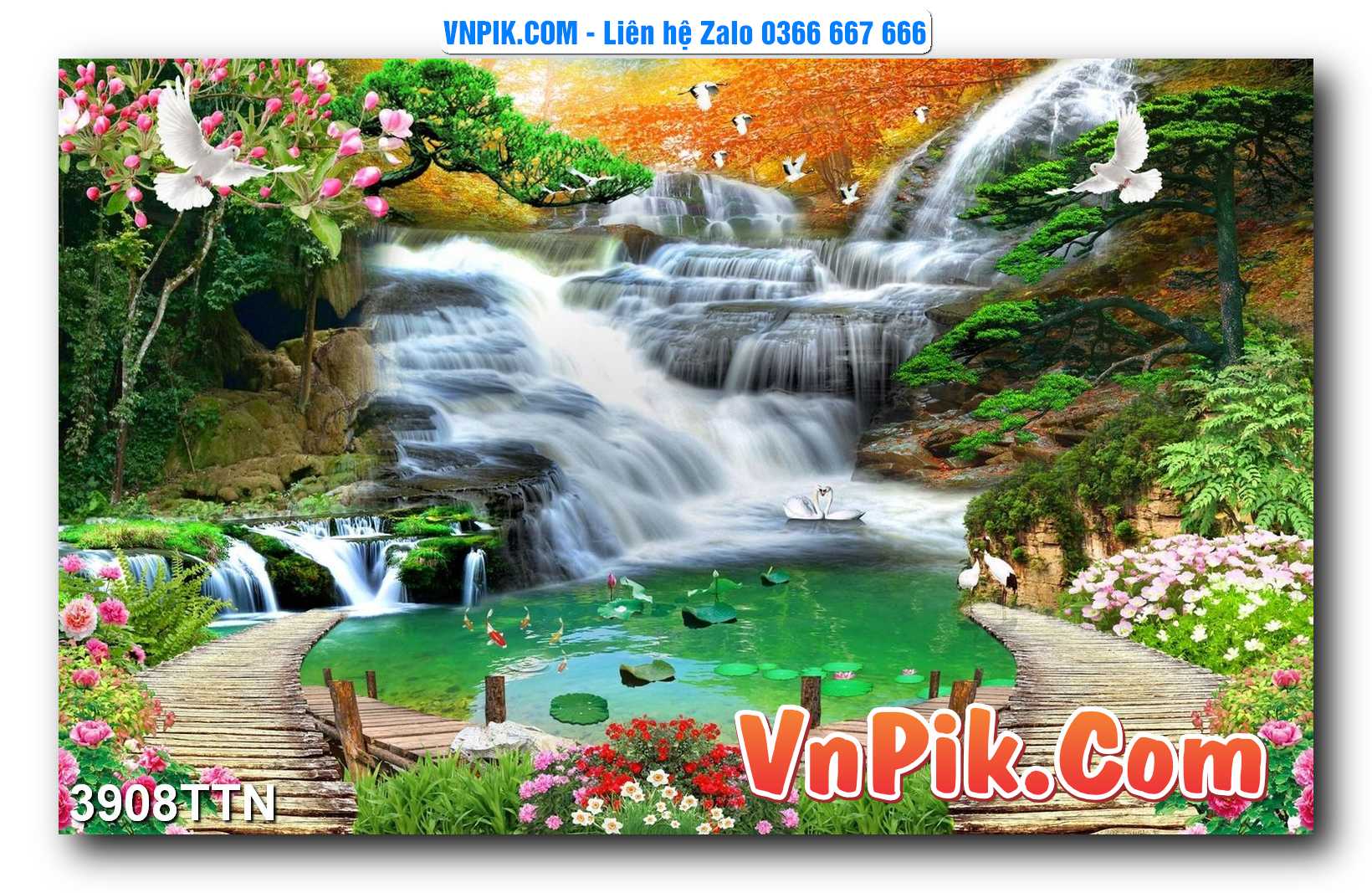 Tranh thác nước – Tranh phong thủy – Tranh treo tường mã 3908TTN