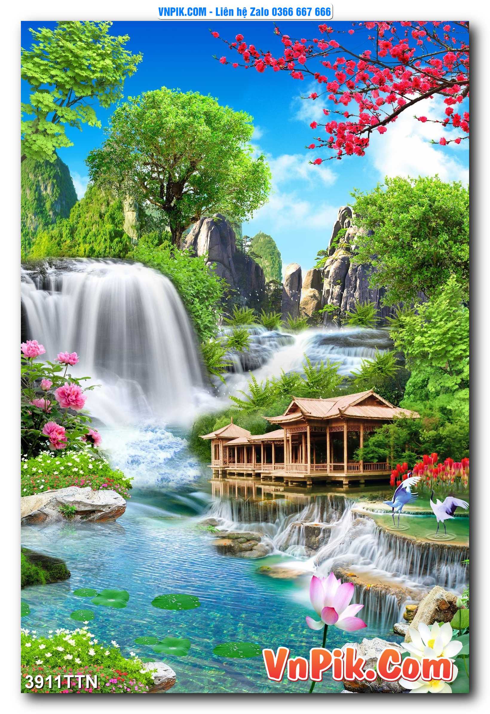 Tranh thác nước – Tranh phong thủy – Tranh treo tường mã 3911TTN
