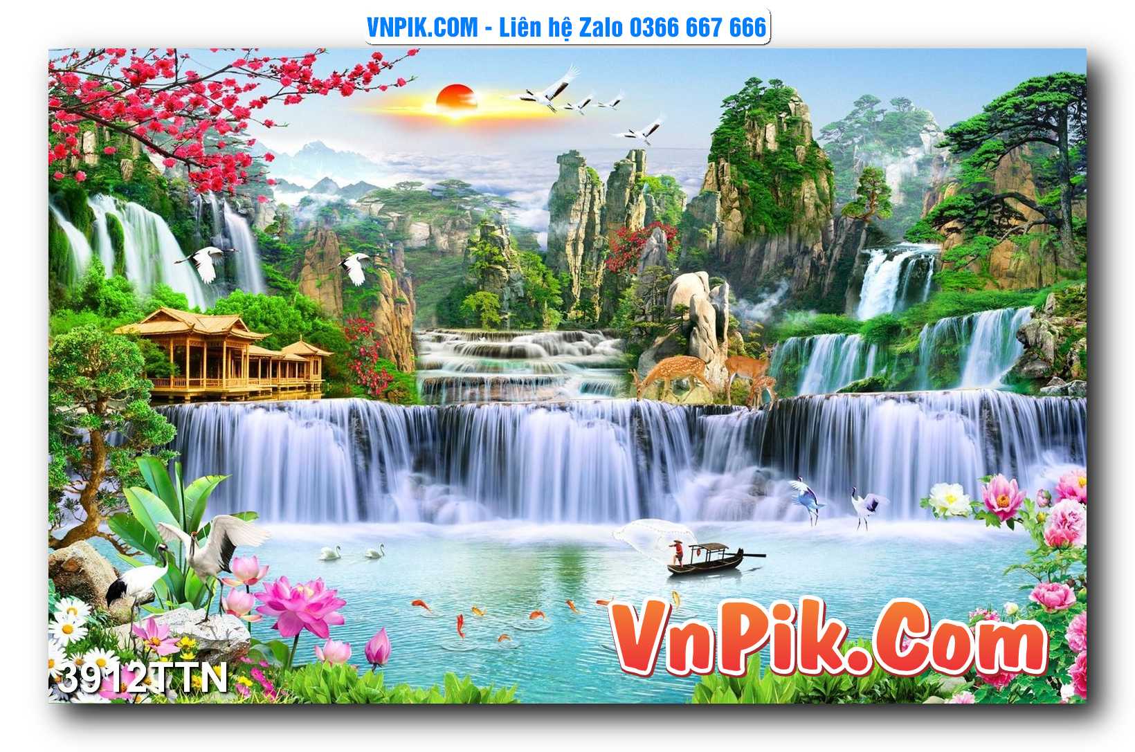 Tranh thác nước – Tranh phong thủy – Tranh treo tường mã 3912TTN