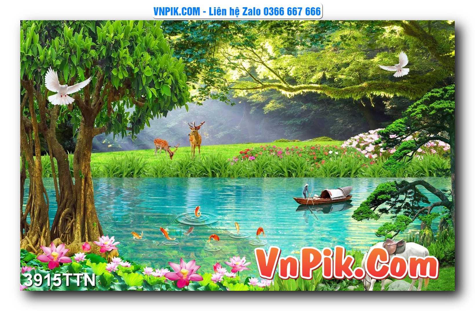 Tranh thác nước – Tranh phong thủy – Tranh treo tường mã 3915TTN