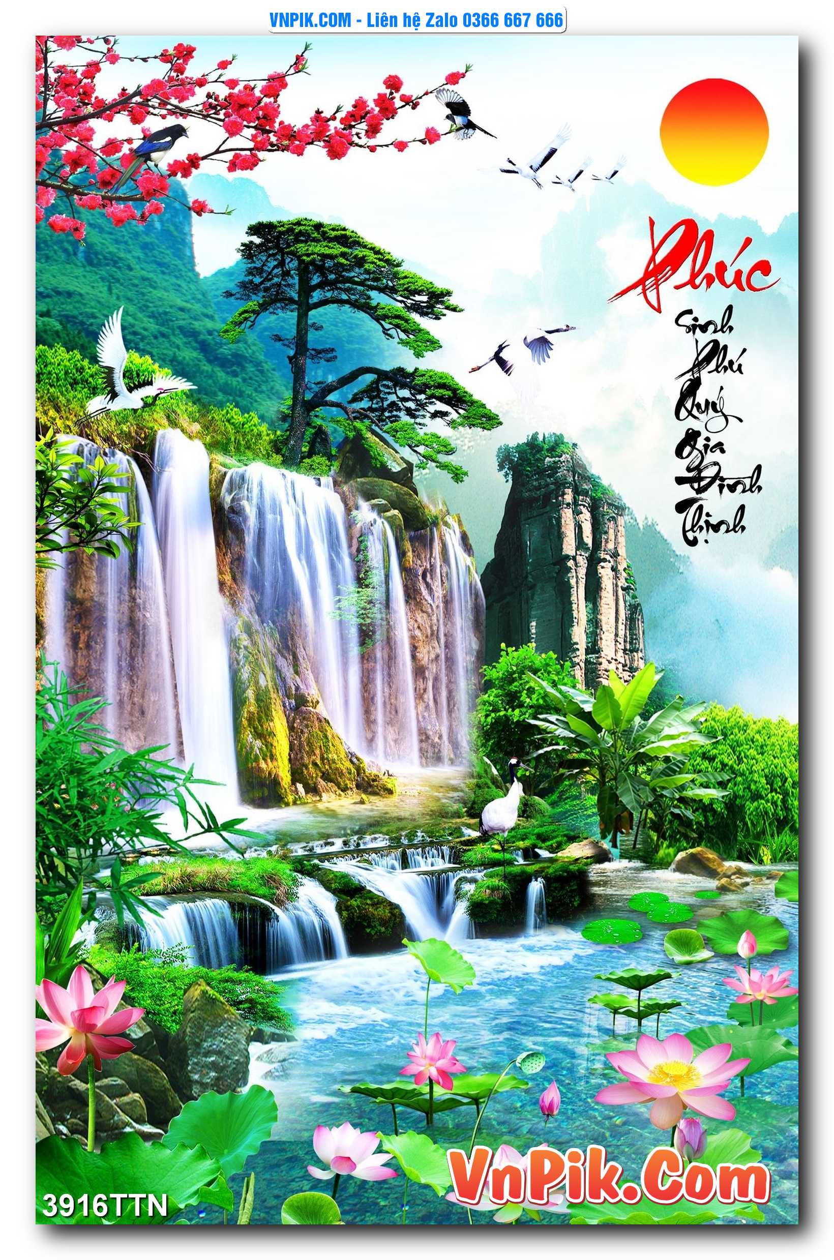 Tranh thác nước – Tranh phong thủy – Tranh treo tường mã 3916TTN