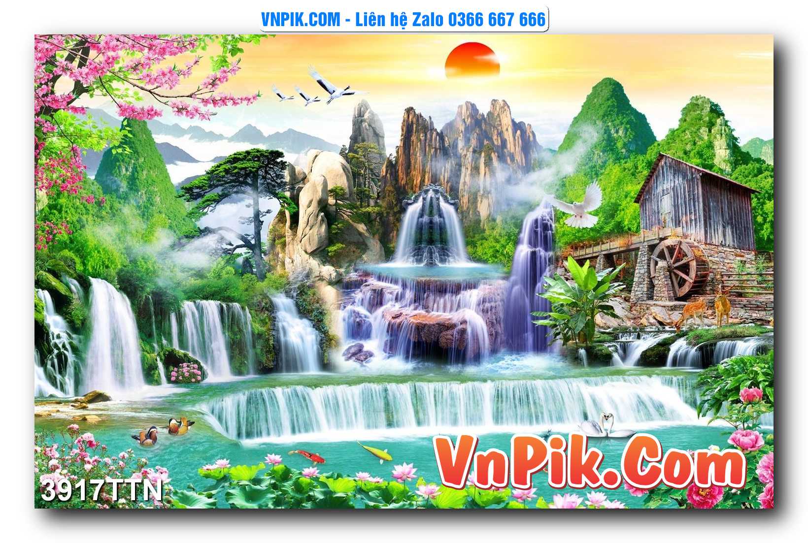 Tranh thác nước – Tranh phong thủy – Tranh treo tường mã 3917TTN
