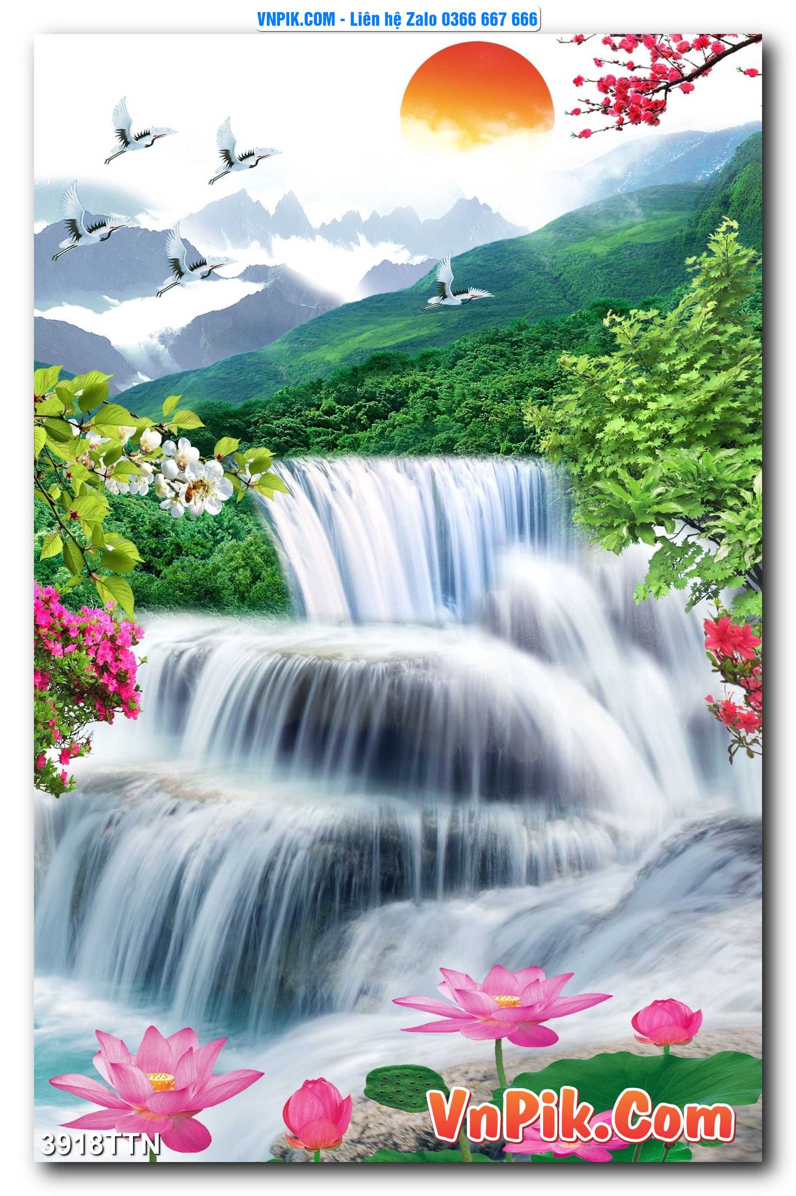 Tranh thác nước – Tranh phong thủy – Tranh treo tường mã 3918TTN