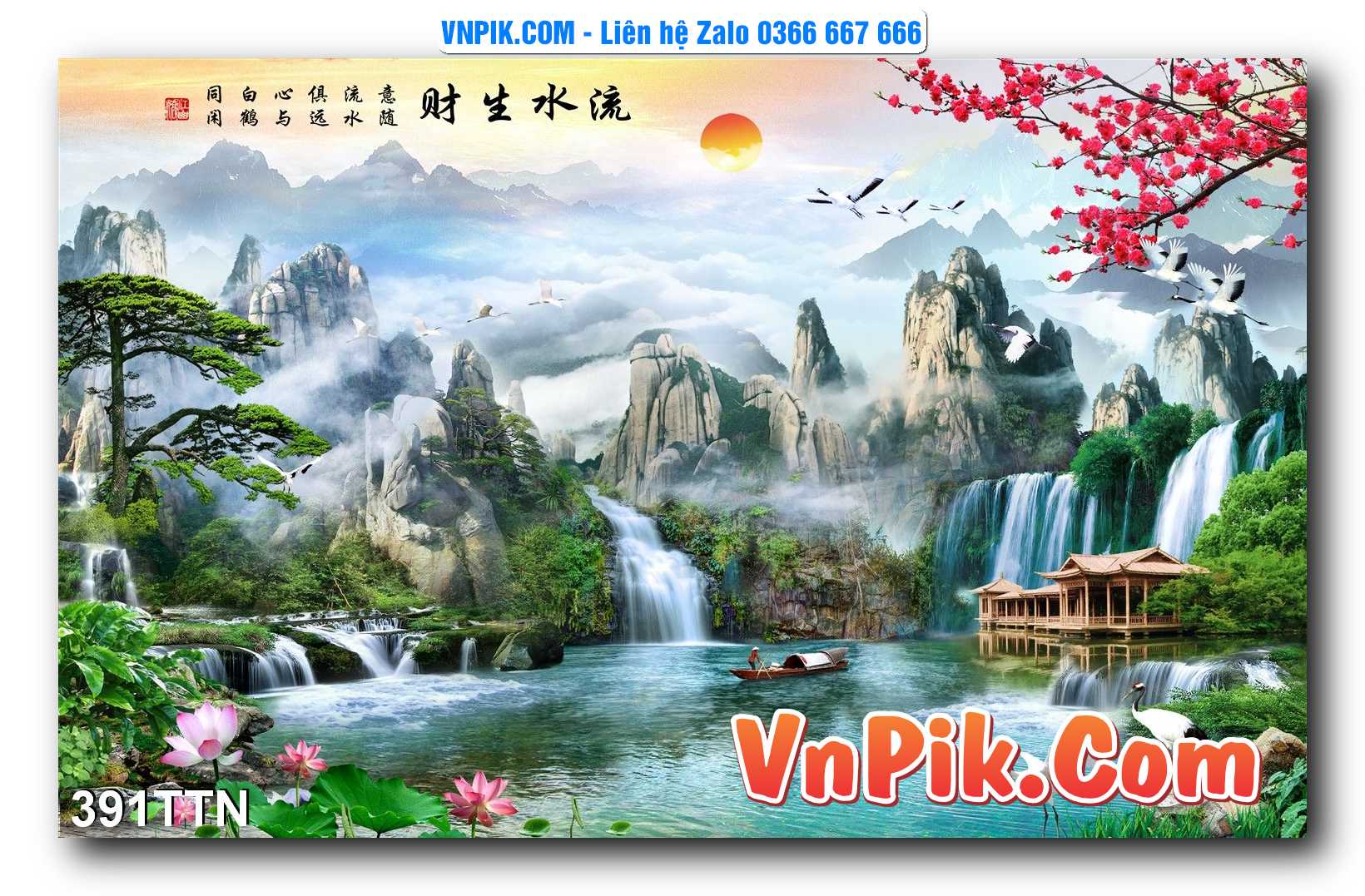 Tranh thác nước – Tranh phong thủy – Tranh treo tường mã 391TTN