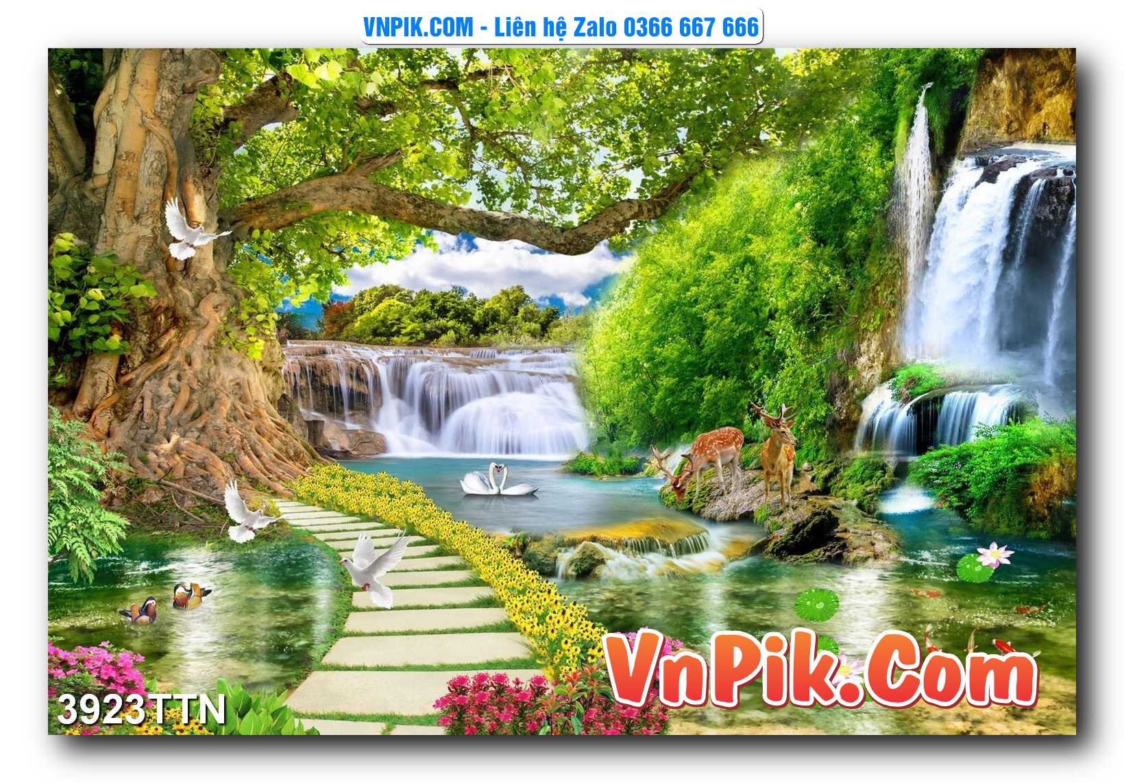 Tranh thác nước – Tranh phong thủy – Tranh treo tường mã 3923TTN