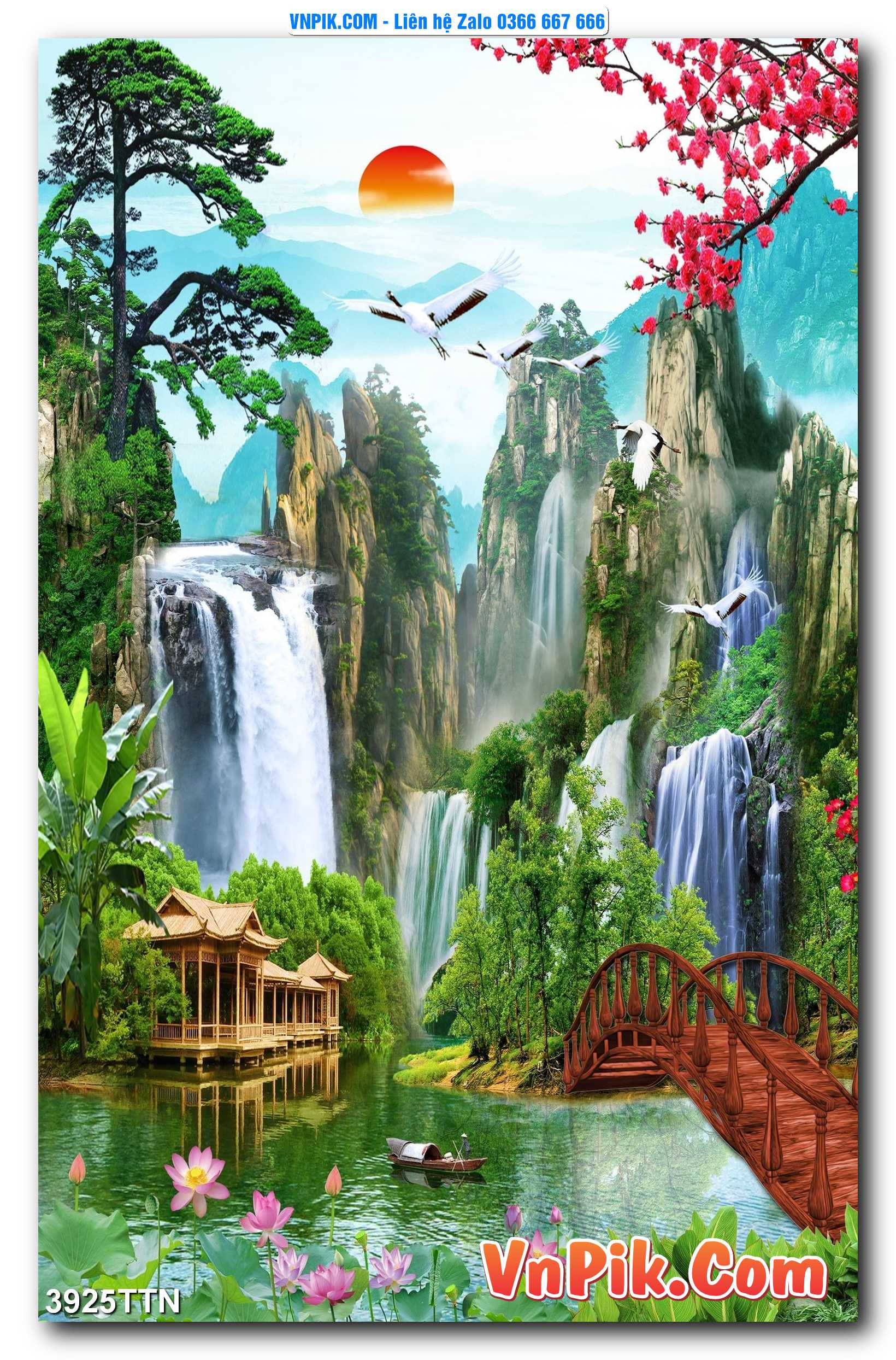 Tranh thác nước – Tranh phong thủy – Tranh treo tường mã 3925TTN