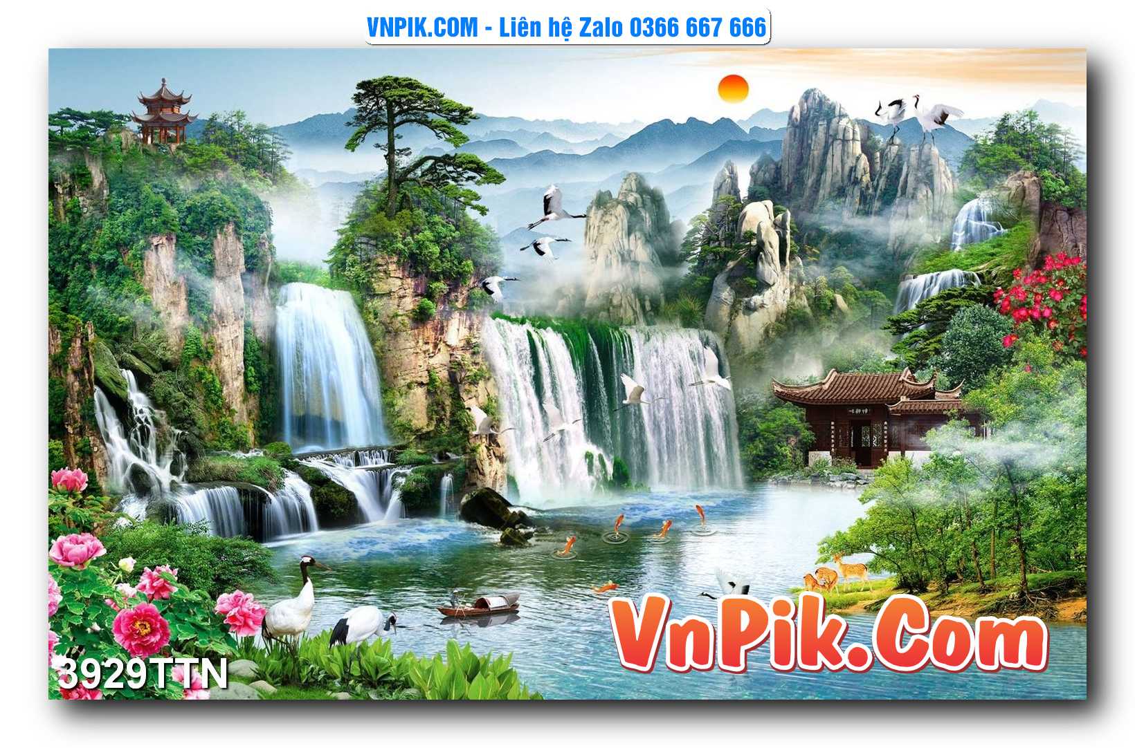 Tranh thác nước – Tranh phong thủy – Tranh treo tường mã 3929TTN
