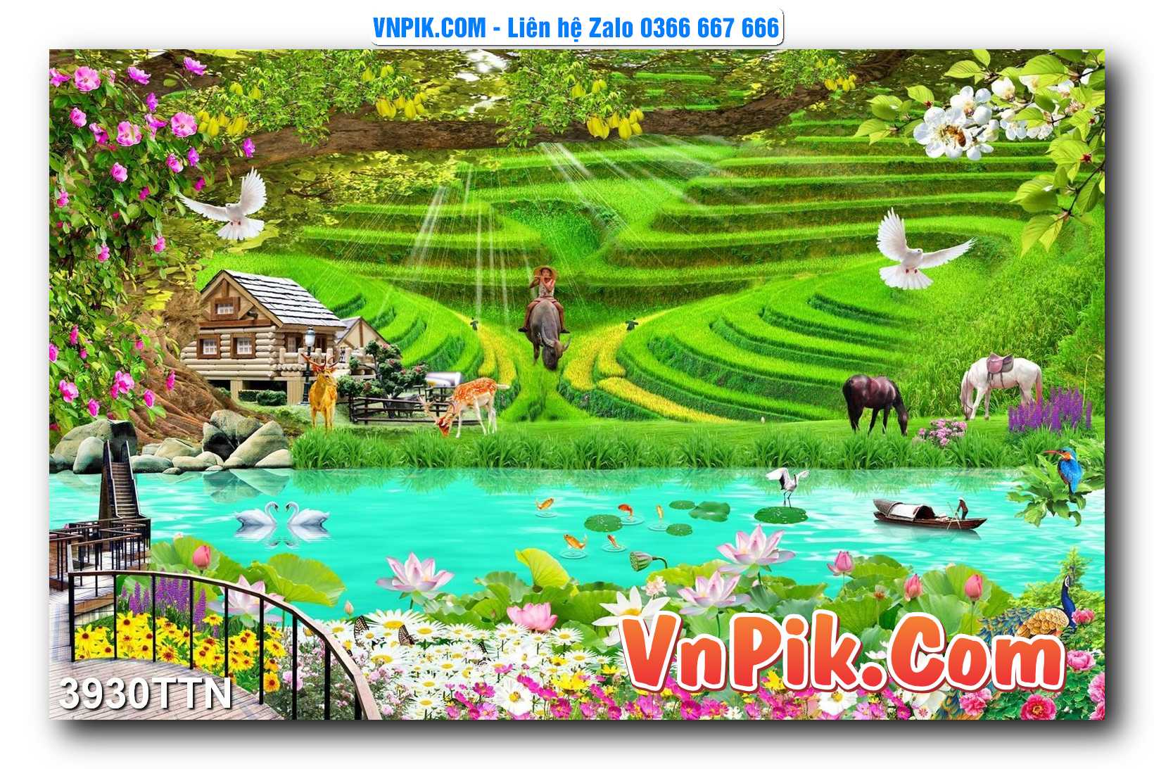 Tranh thác nước – Tranh phong thủy – Tranh treo tường mã 3930TTN