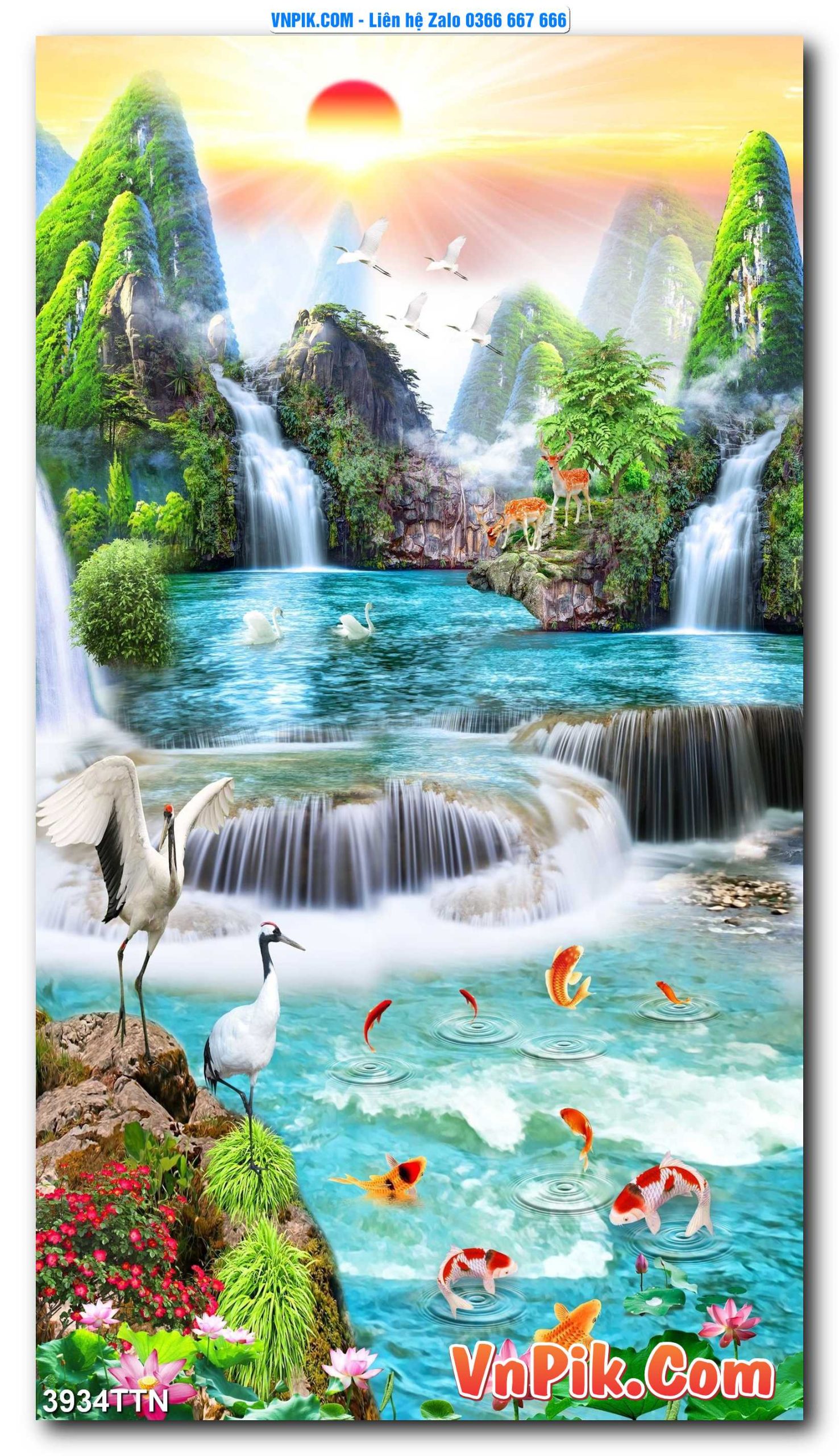 Tranh thác nước – Tranh phong thủy – Tranh treo tường mã 3934TTN