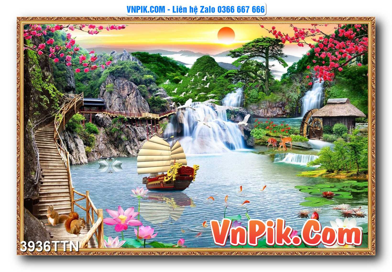 Tranh thác nước – Tranh phong thủy – Tranh treo tường mã 3936TTN