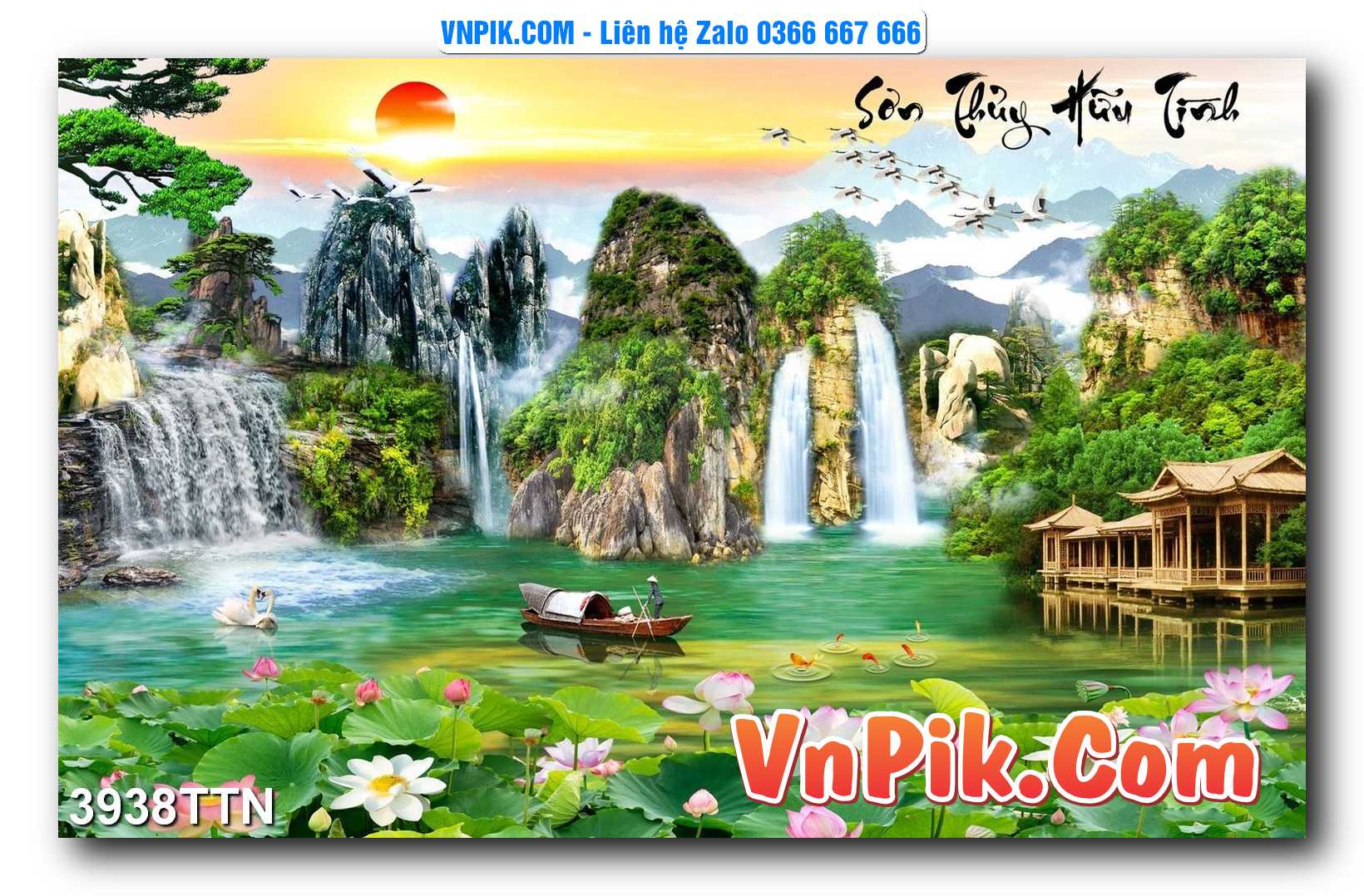 Tranh thác nước – Tranh phong thủy – Tranh treo tường mã 3938TTN