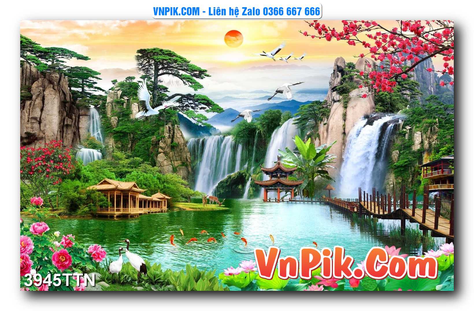 Tranh thác nước – Tranh phong thủy – Tranh treo tường mã 3945TTN