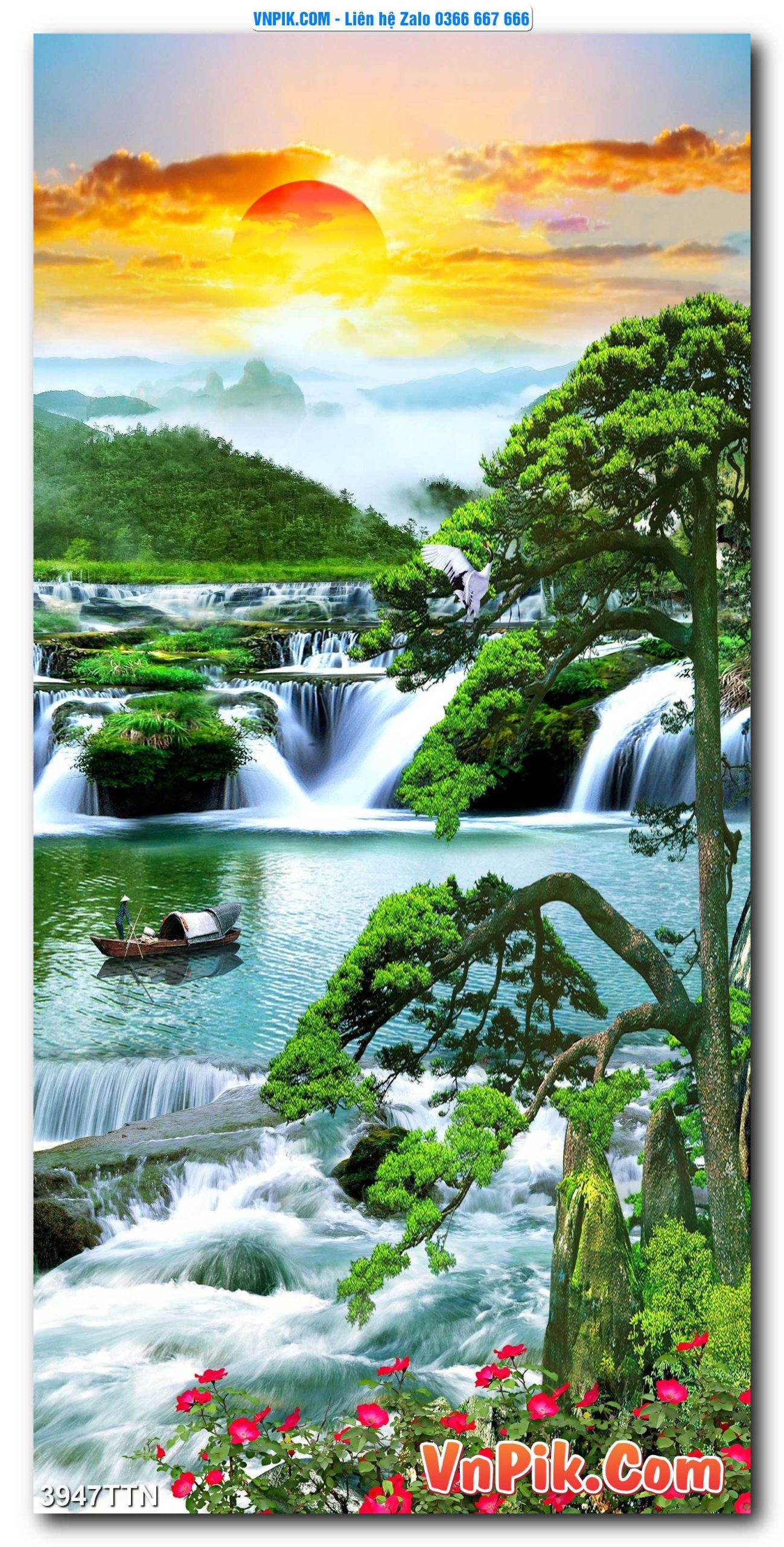 Tranh thác nước – Tranh phong thủy – Tranh treo tường mã 3947TTN