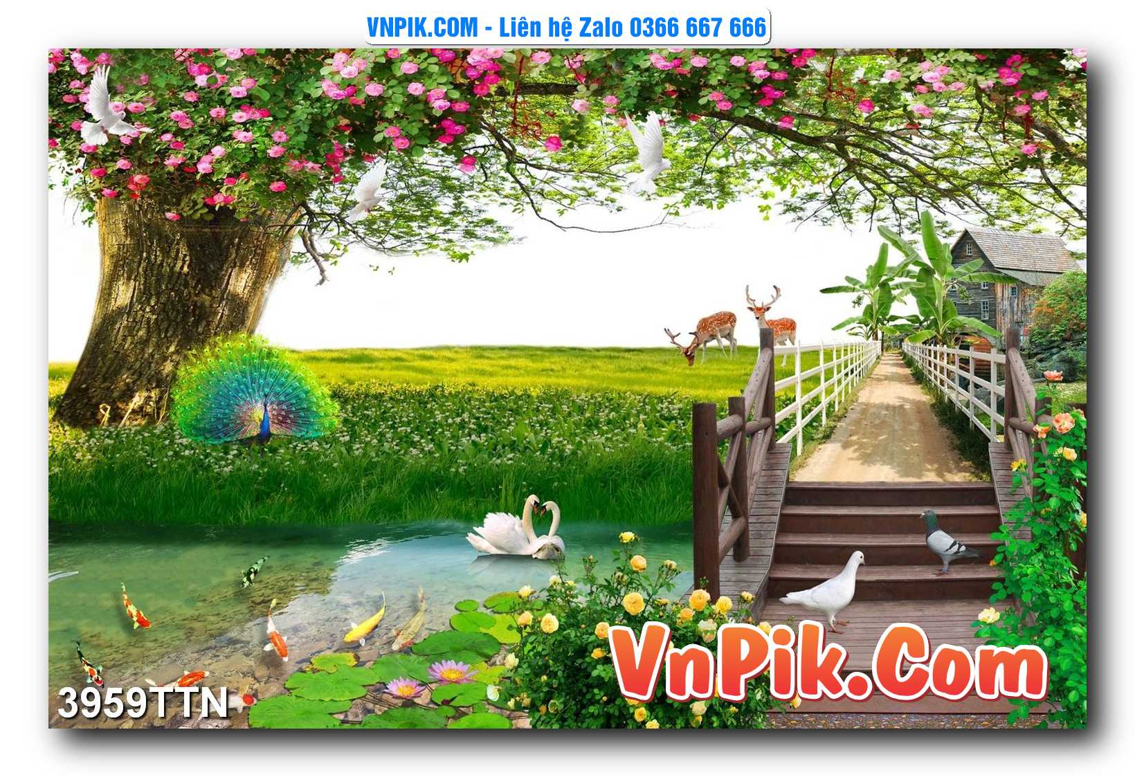 Tranh thác nước – Tranh phong thủy – Tranh treo tường mã 3959TTN