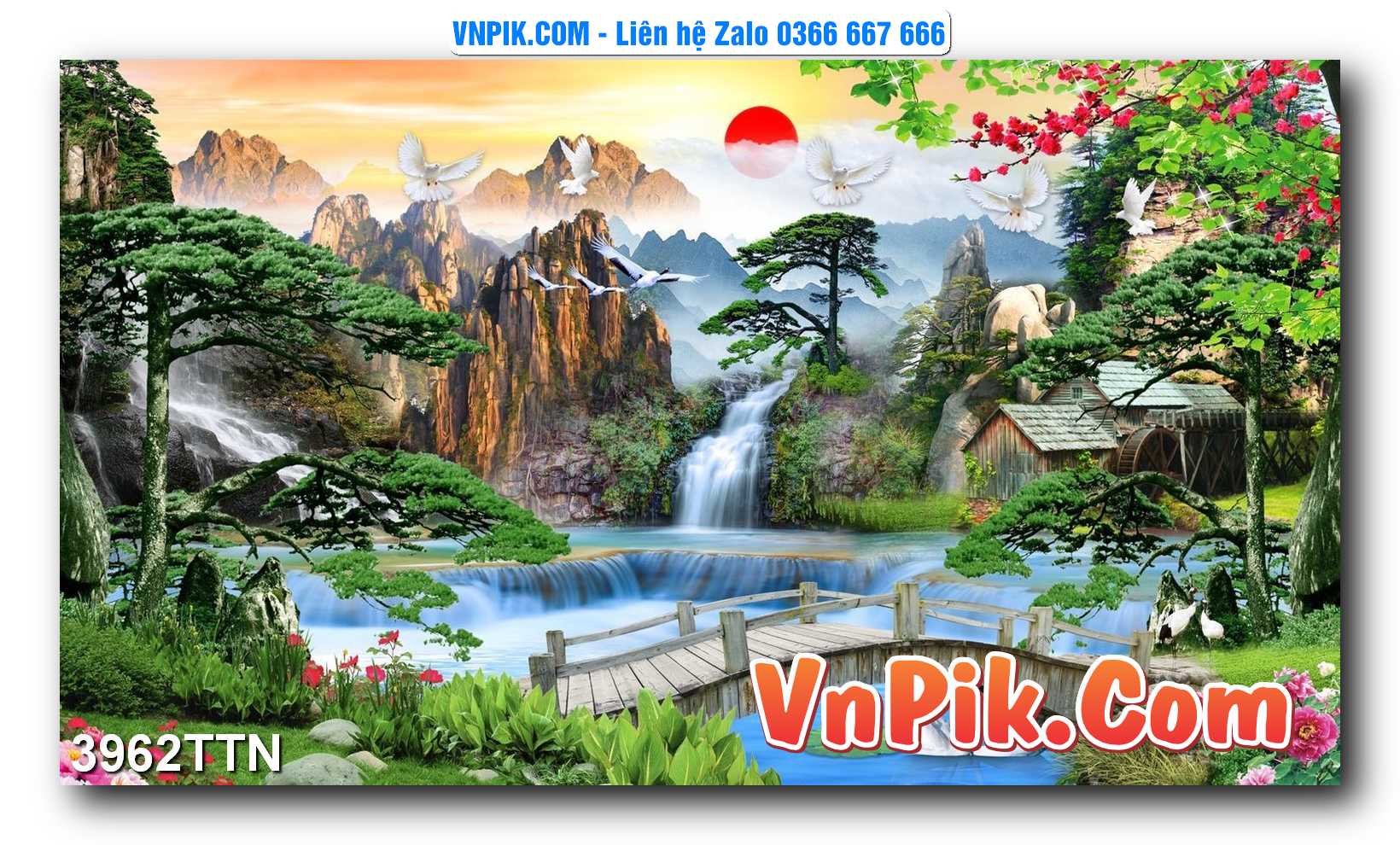 Tranh thác nước – Tranh phong thủy – Tranh treo tường mã 3962TTN