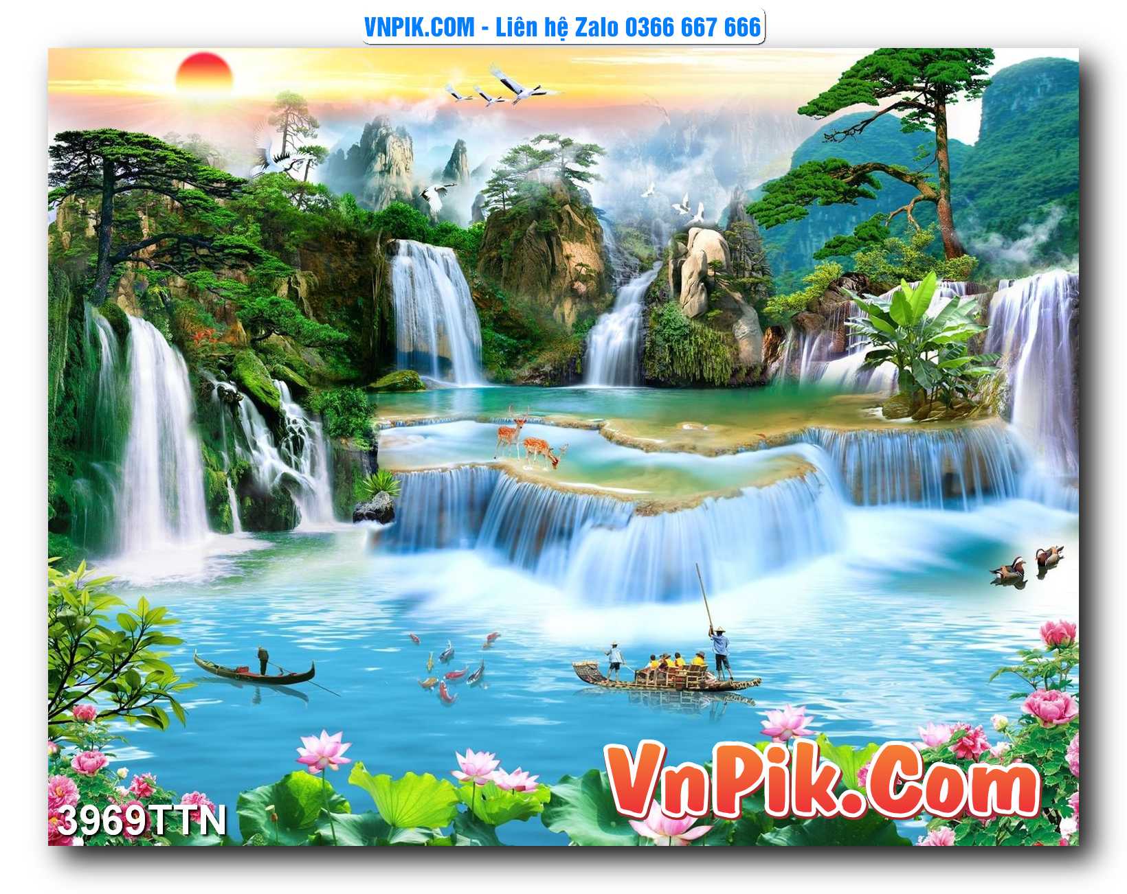 Tranh thác nước – Tranh phong thủy – Tranh treo tường mã 3969TTN