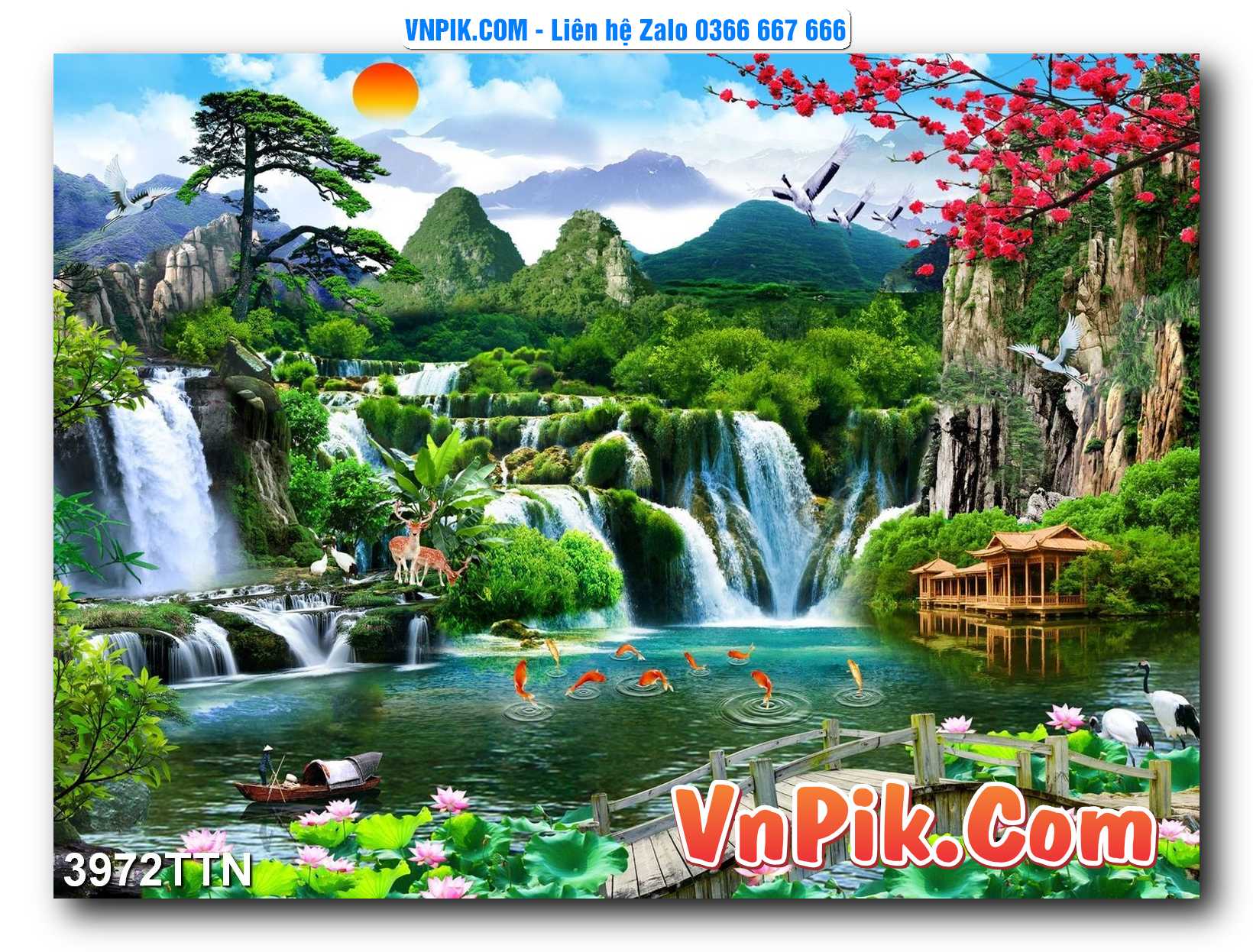 Tranh thác nước – Tranh phong thủy – Tranh treo tường mã 3972TTN