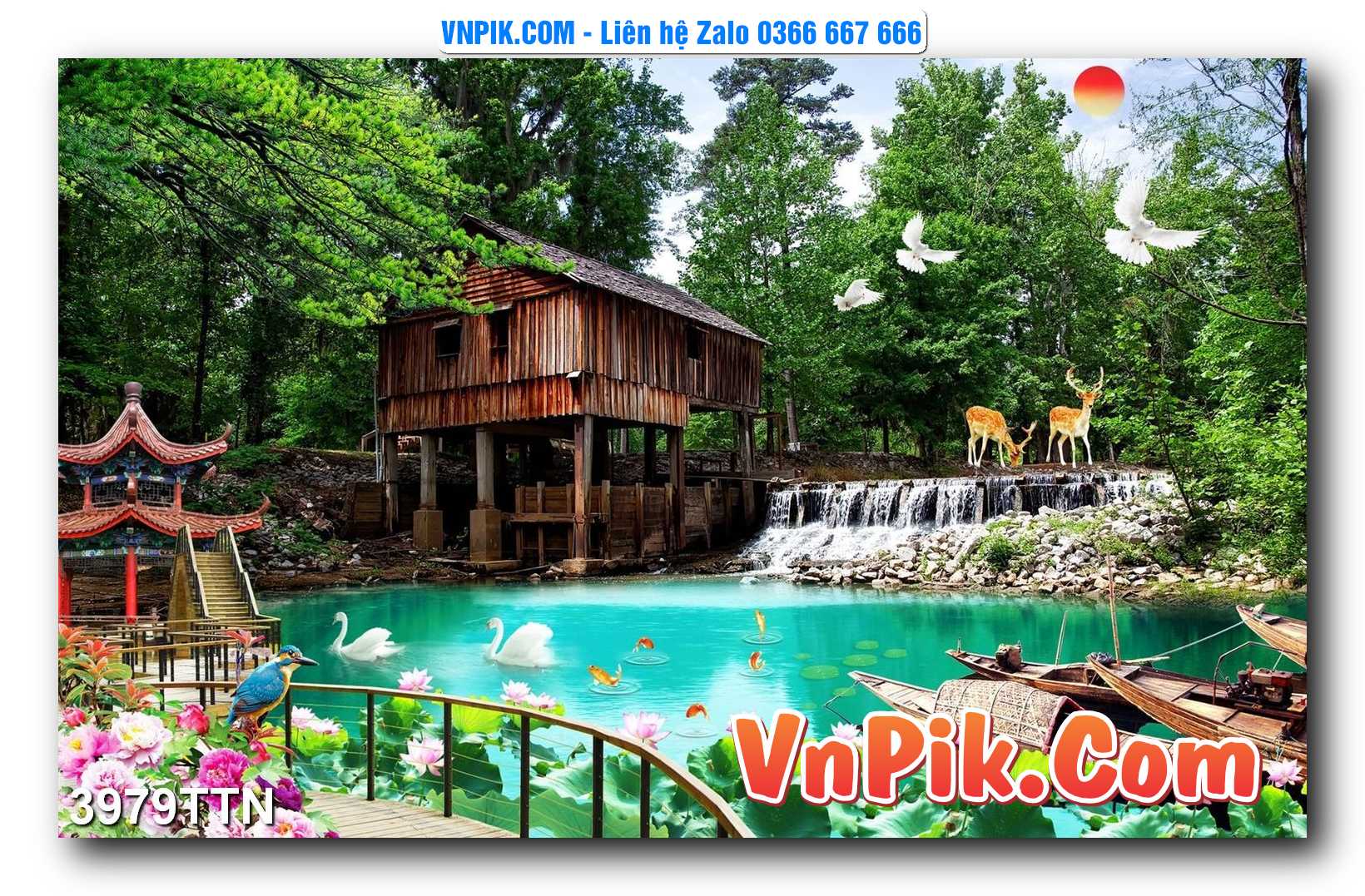 Tranh thác nước – Tranh phong thủy – Tranh treo tường mã 3979TTN