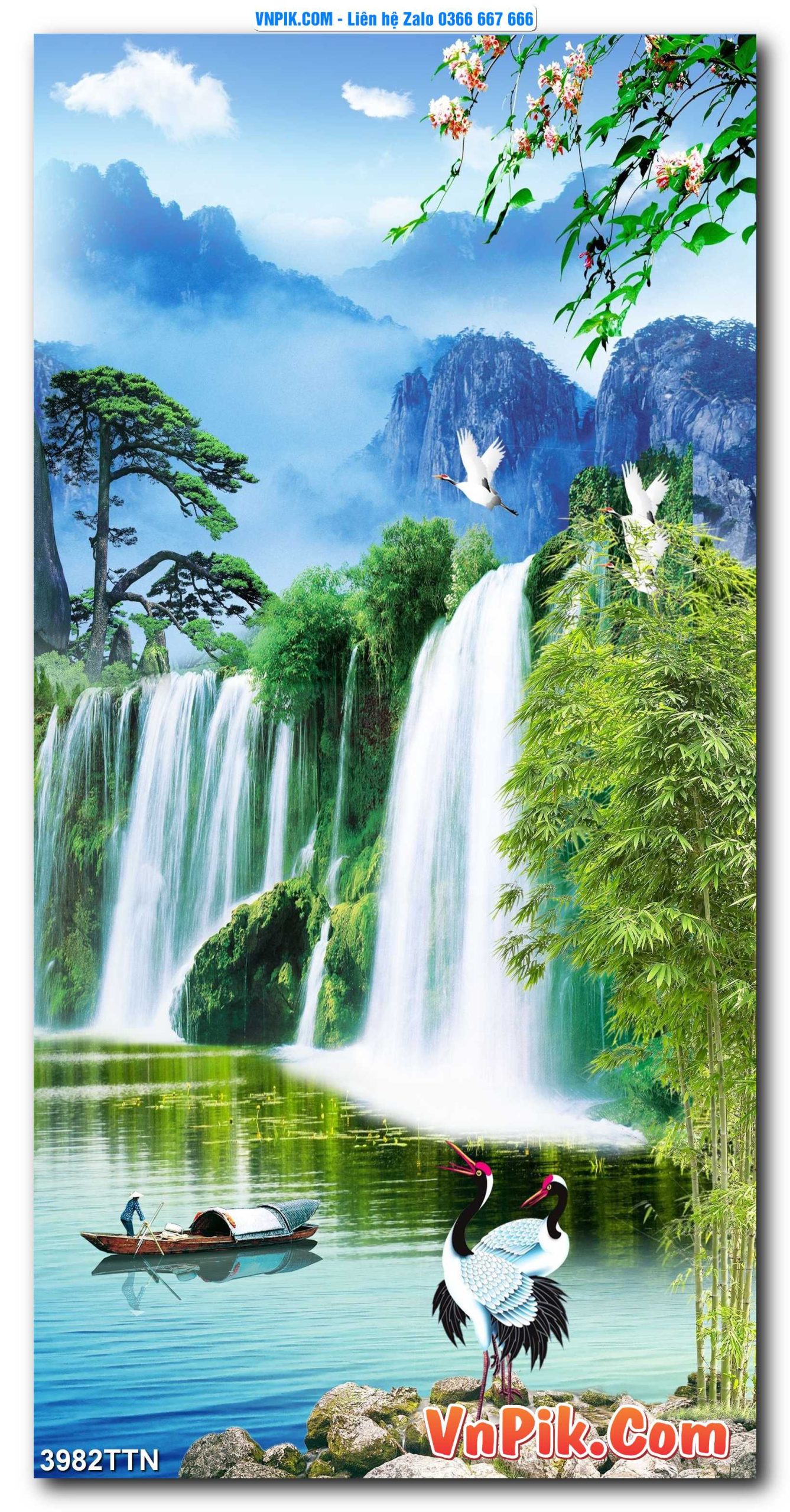 Tranh thác nước – Tranh phong thủy – Tranh treo tường mã 3982TTN