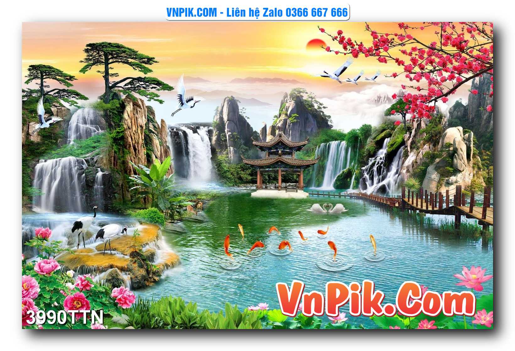 Tranh thác nước – Tranh phong thủy – Tranh treo tường mã 3990TTN