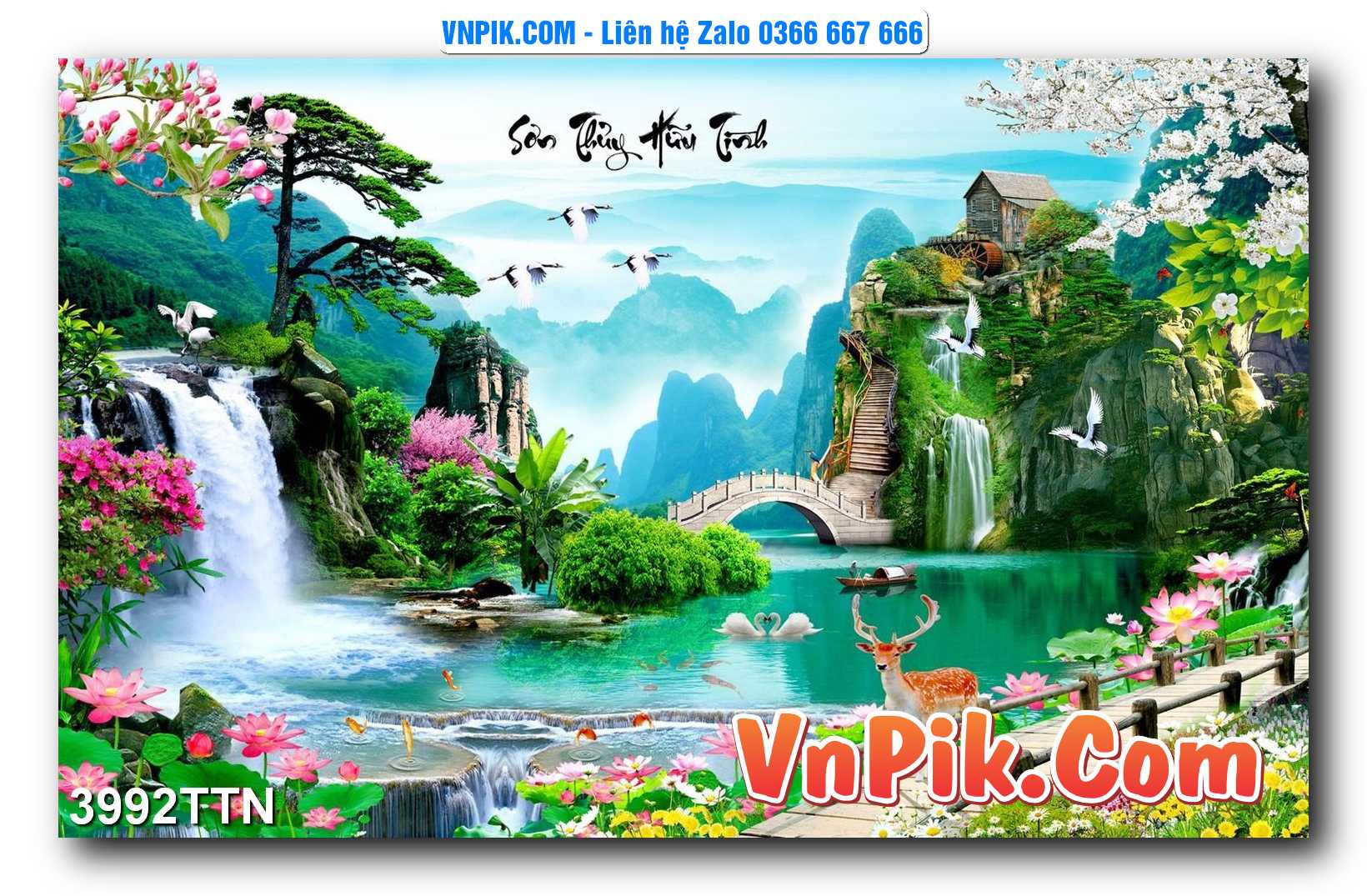 Tranh thác nước – Tranh phong thủy – Tranh treo tường mã 3992TTN