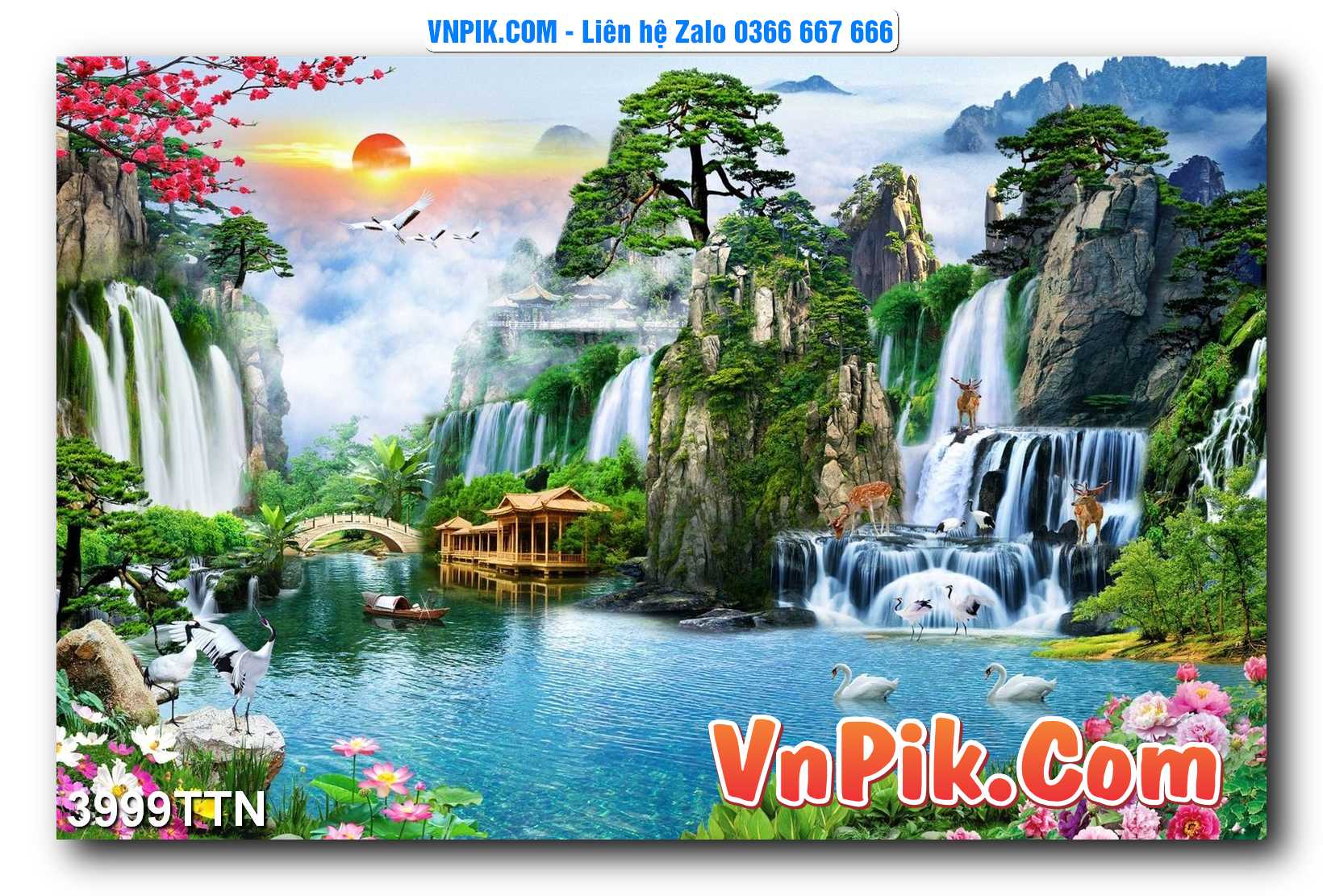 Tranh thác nước – Tranh phong thủy – Tranh treo tường mã 3999TTN