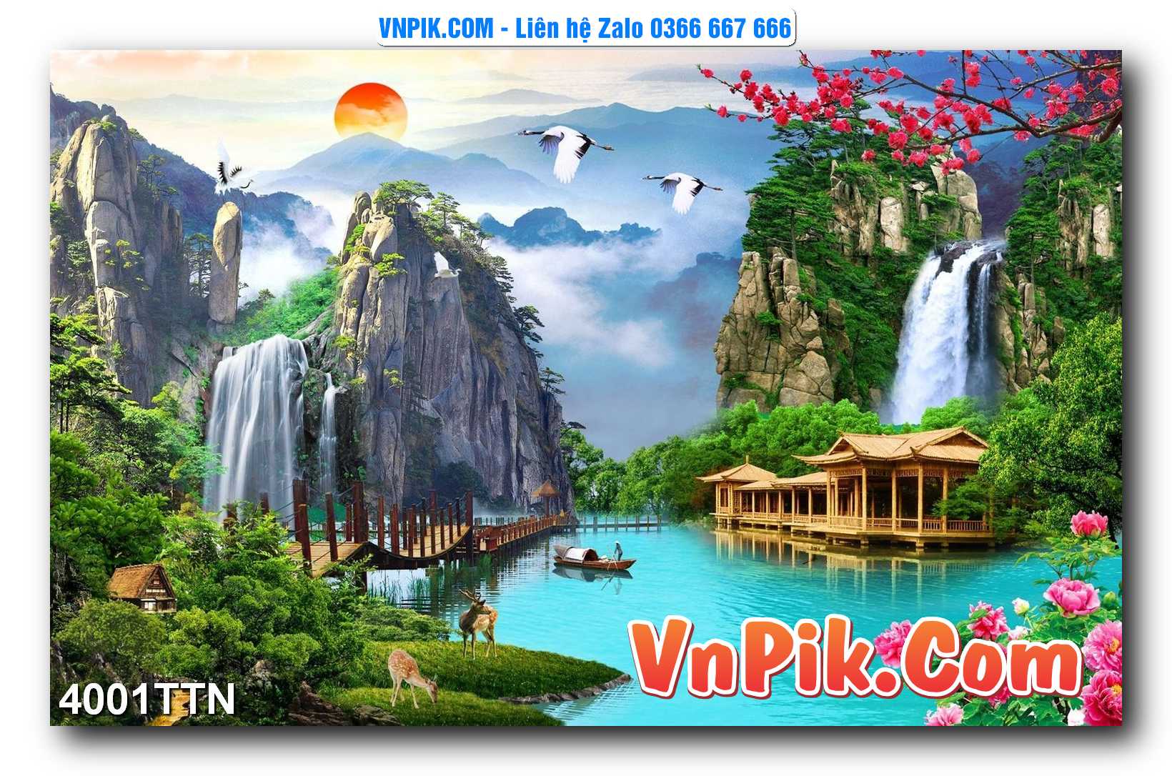 Tranh thác nước – Tranh phong thủy – Tranh treo tường mã 4001TTN