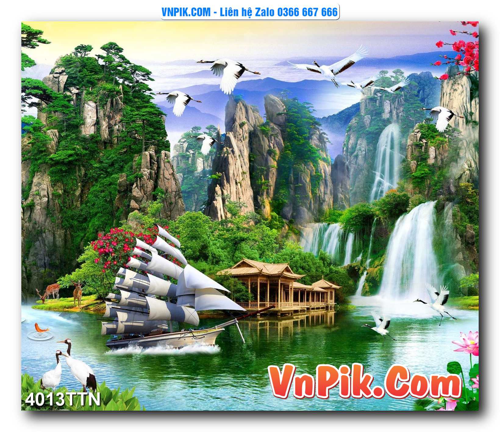Tranh thác nước – Tranh phong thủy – Tranh treo tường mã 4013TTN