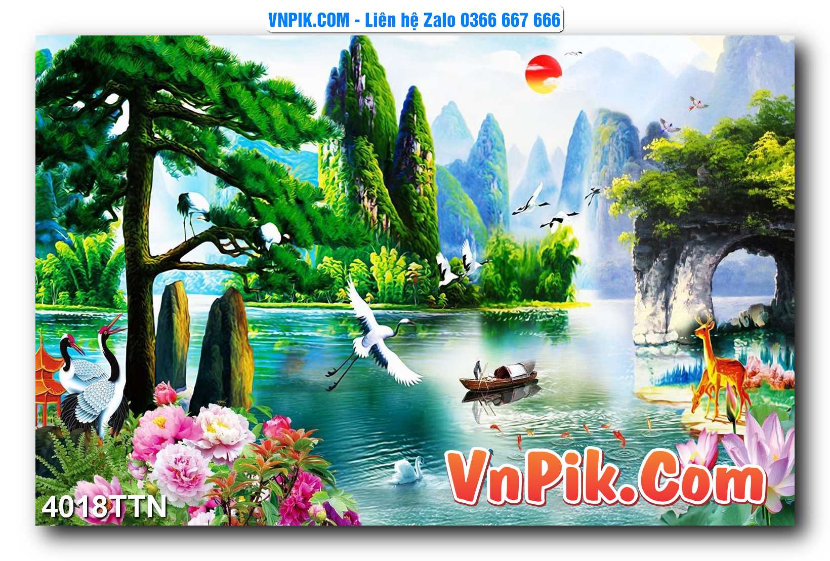 Tranh thác nước – Tranh phong thủy – Tranh treo tường mã 4018TTN