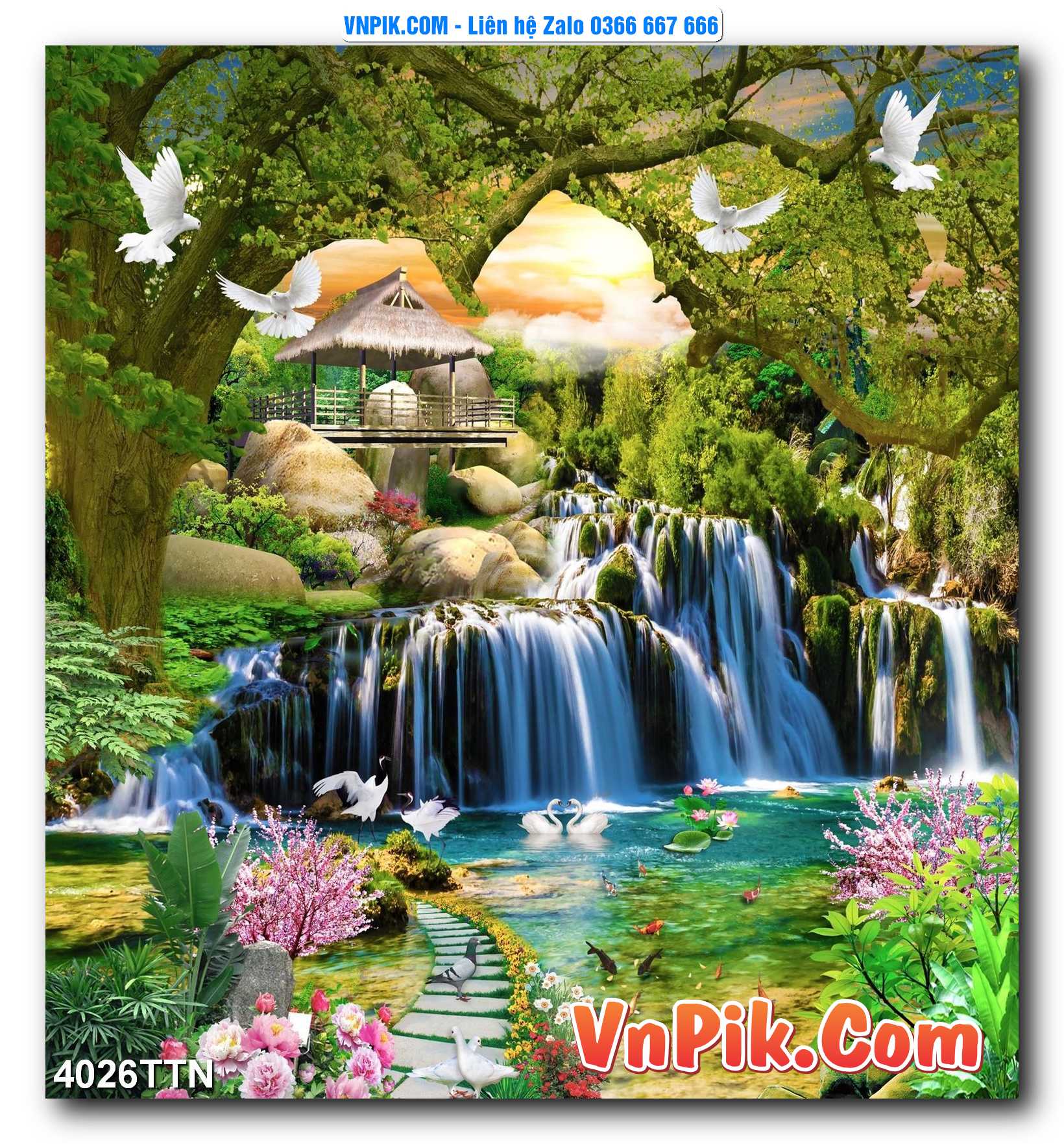 Tranh thác nước – Tranh phong thủy – Tranh treo tường mã 4026TTN