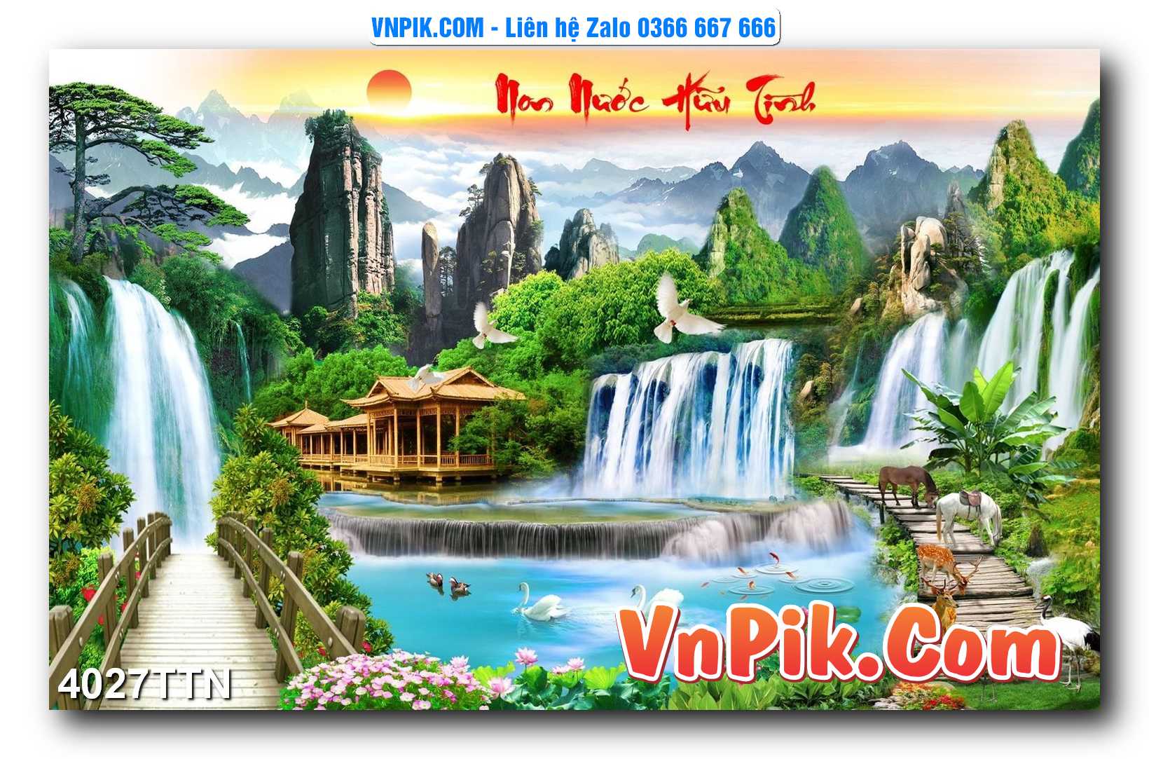 Tranh thác nước – Tranh phong thủy – Tranh treo tường mã 4027TTN