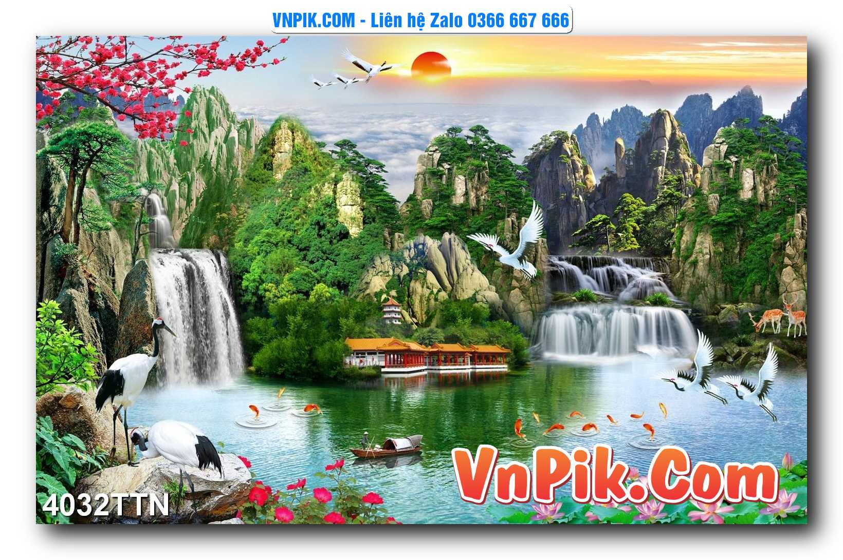 Tranh thác nước – Tranh phong thủy – Tranh treo tường mã 4032TTN