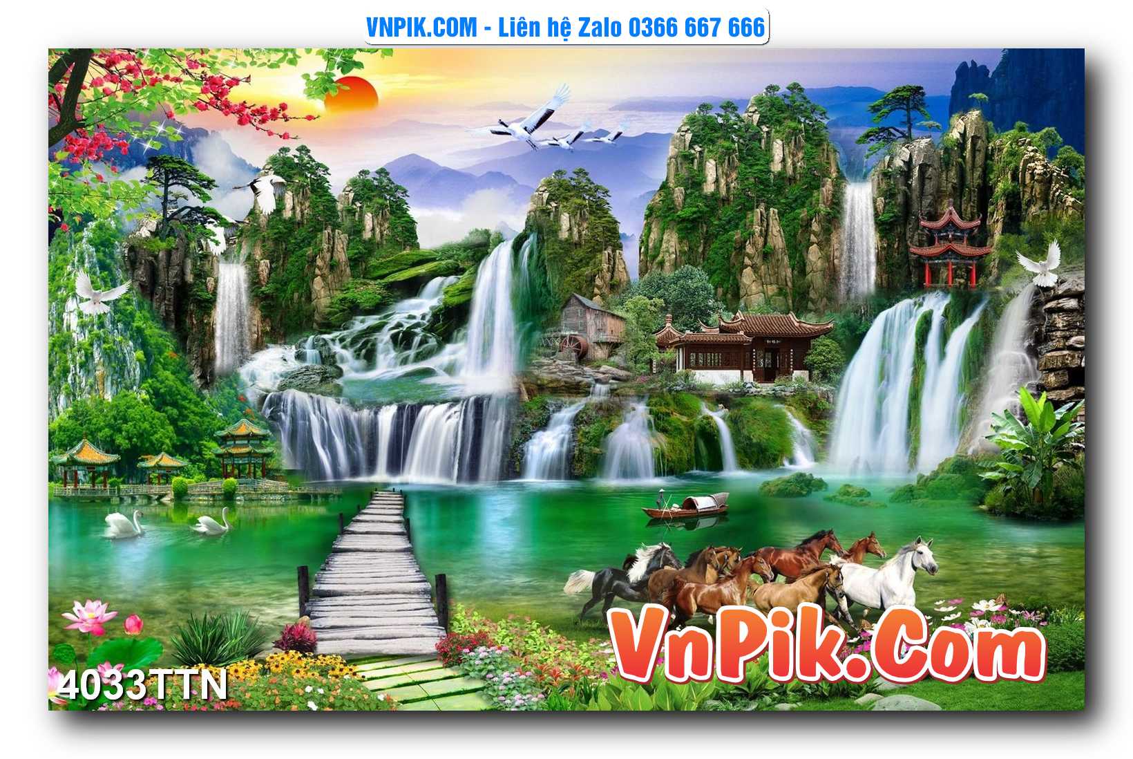 Tranh thác nước – Tranh phong thủy – Tranh treo tường mã 4033TTN